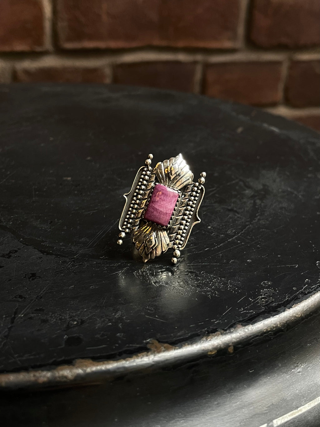 Purple Spiny Oyster Ring | Sterling Silver | Handmade Size 8 C943