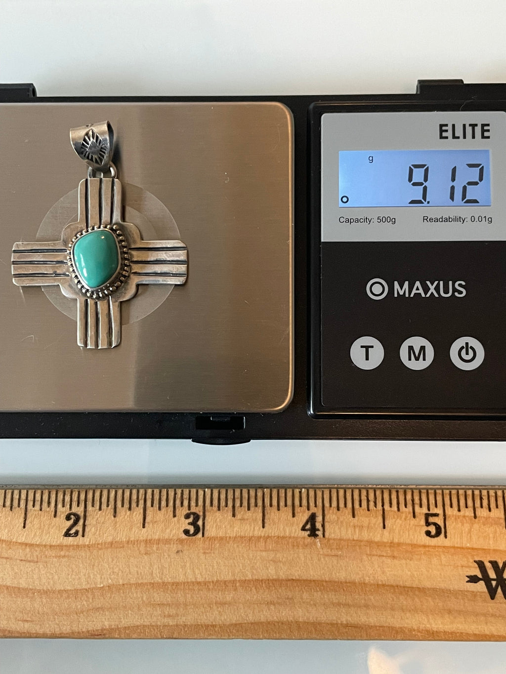 Kingman Turquoise Zia Cross Pendant | 925 Sterling Silver G625