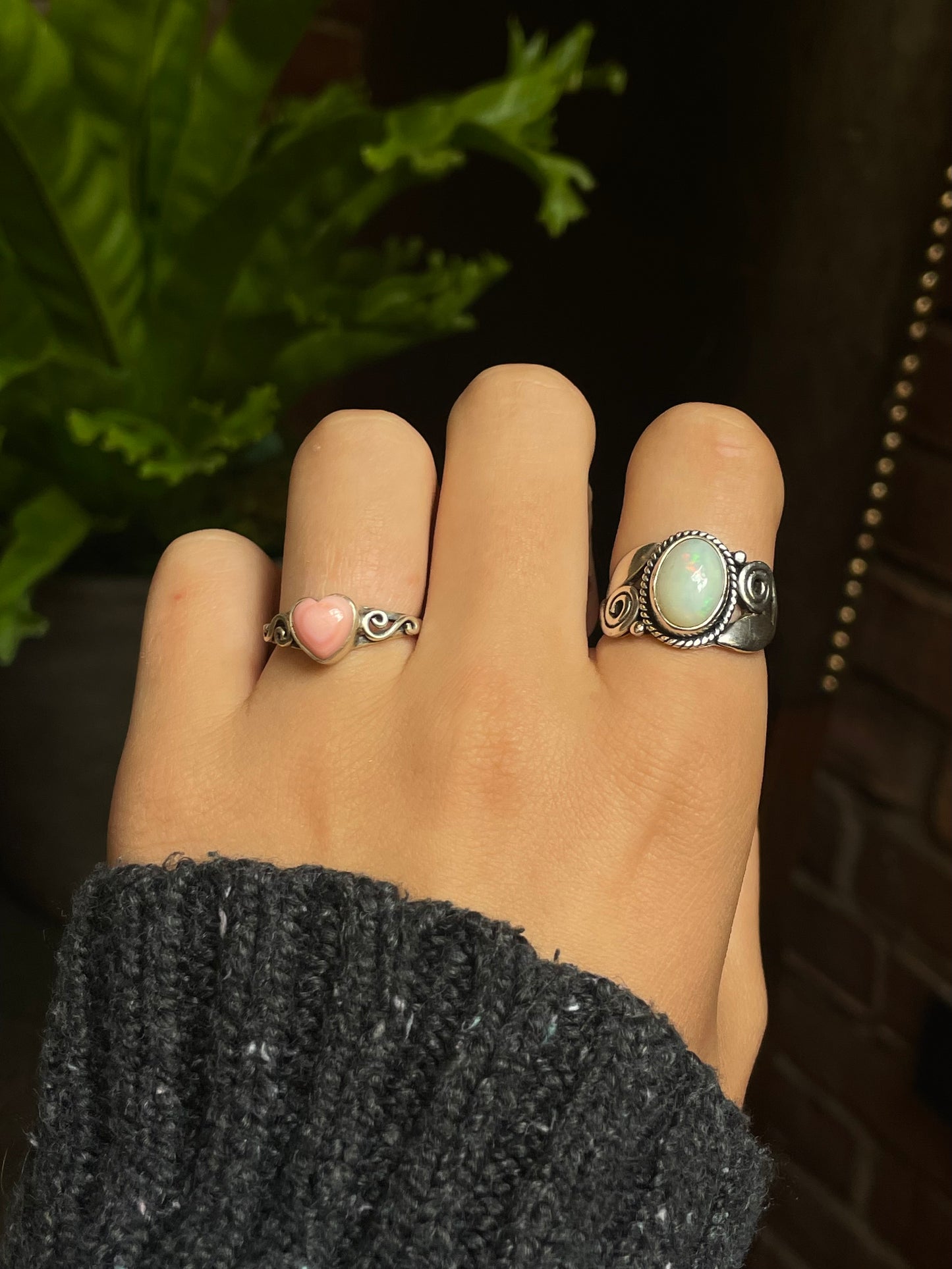 Pink Conch Heart Ring Size 7.5 | 925 Sterling Silver G149