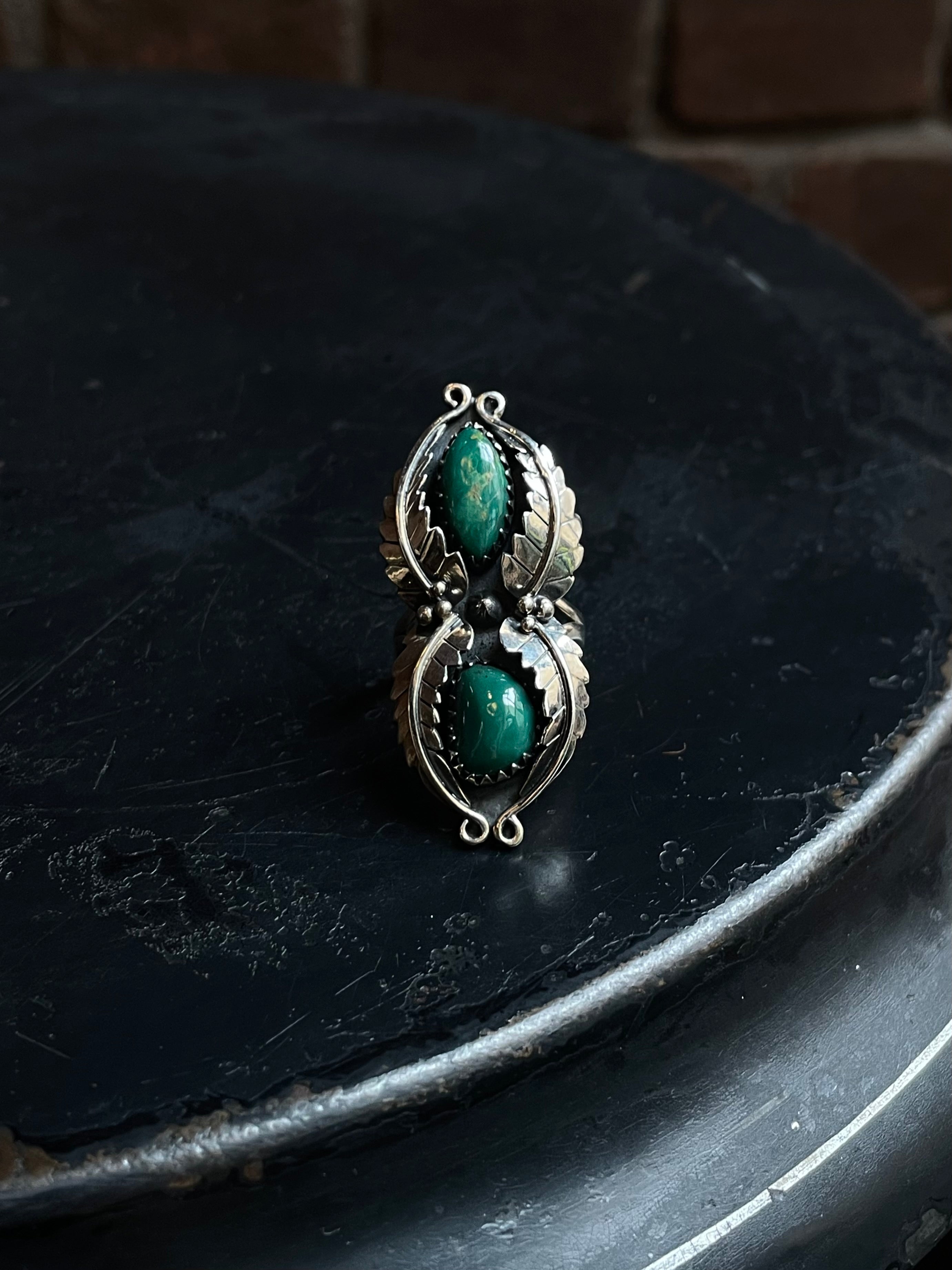 Turquoise Leaf Ring Size 8 | 925 Sterling Silver C953