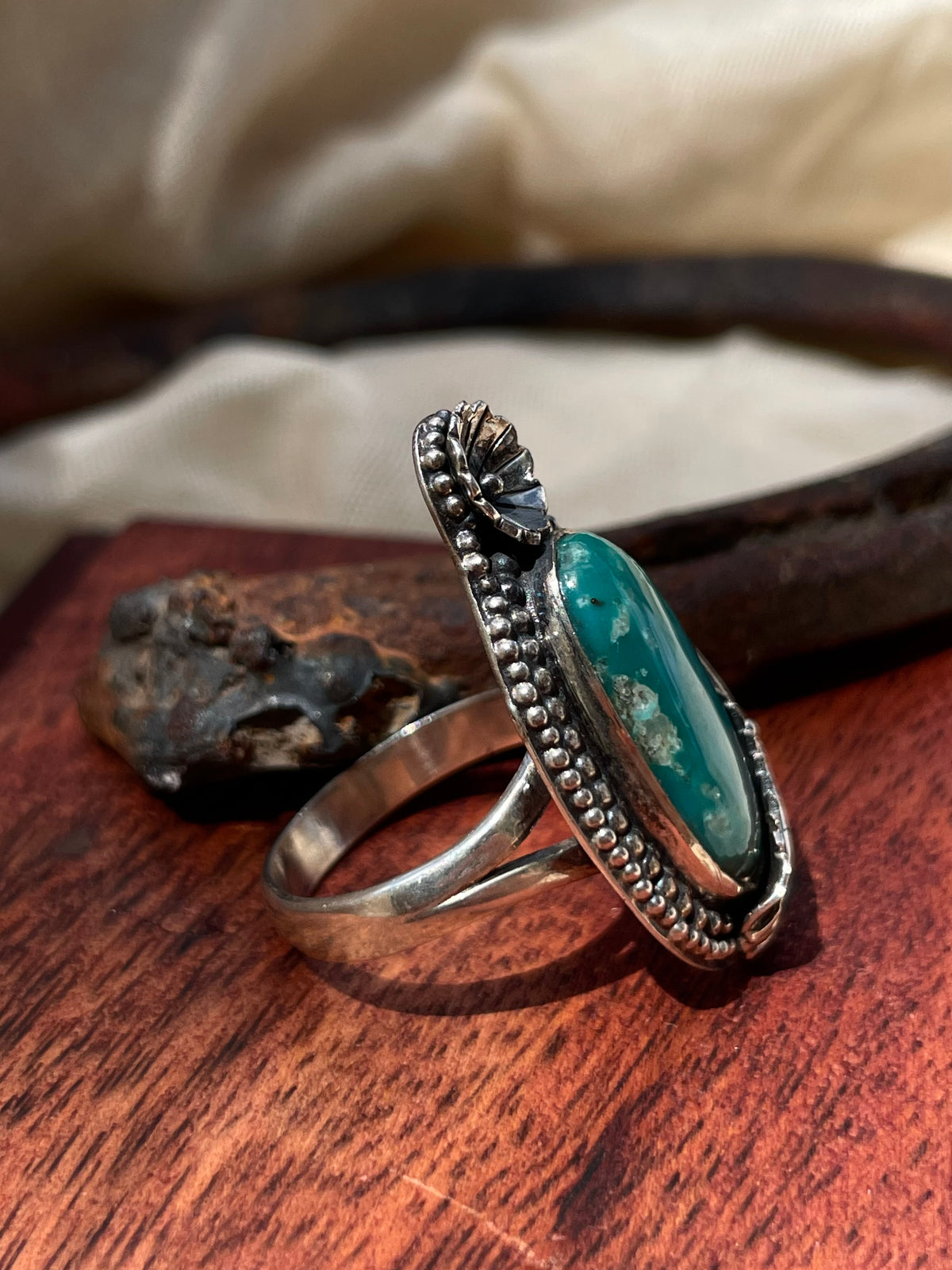 Turquoise Floral Ring Size 9 | 925 Sterling Silver E292