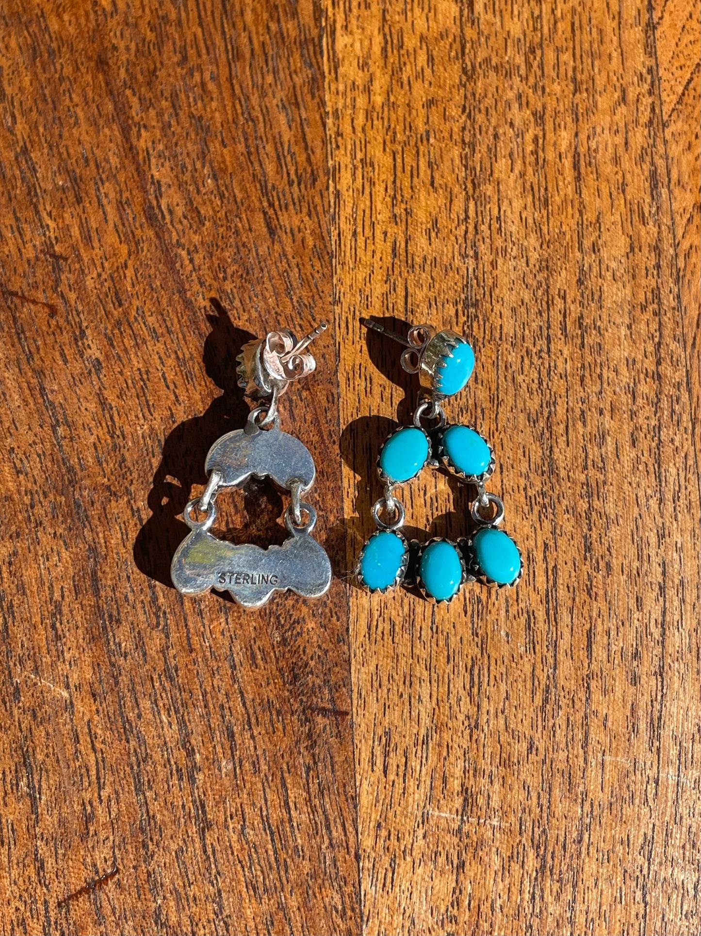 Kingman Turquoise Chandelier Stud Earrings | 925 Sterling Silver C840