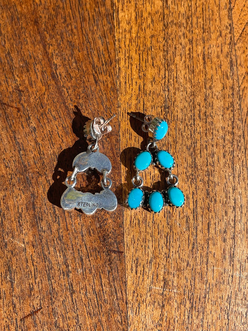 Kingman Turquoise Chandelier Stud Earrings | 925 Sterling Silver C840