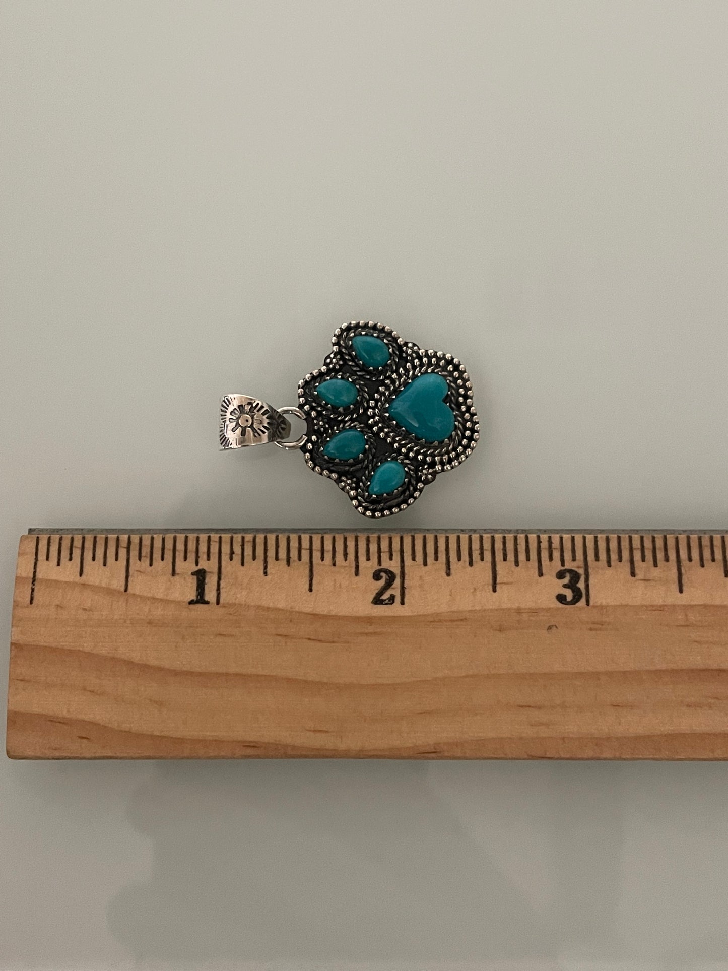 Turquoise Paw Heart Pendant | 925 Sterling Silver C992
