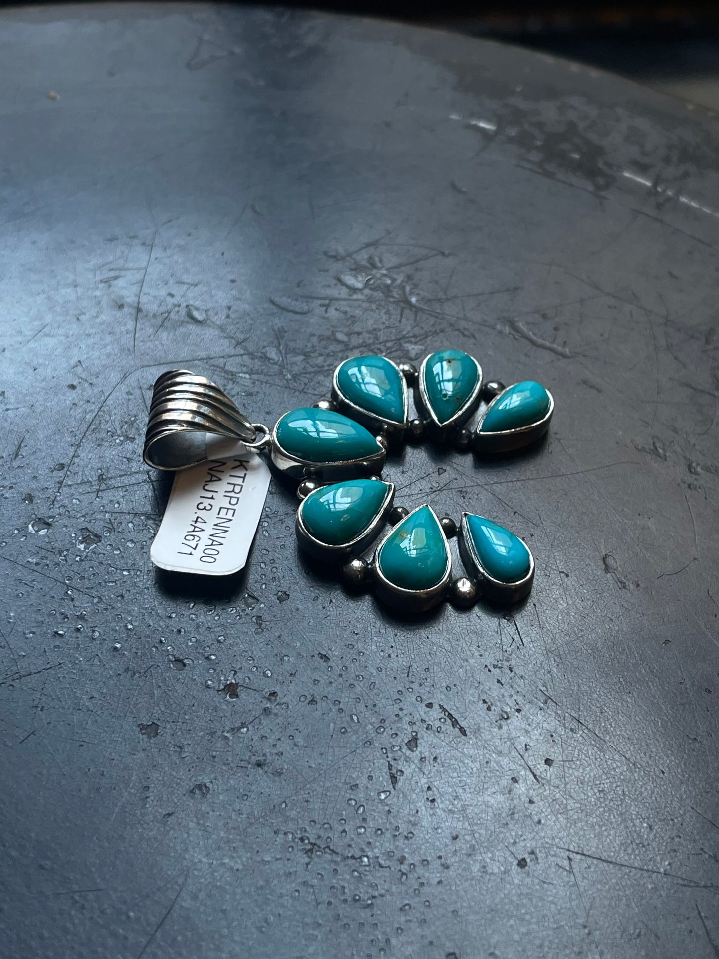 Kingman Turquoise Naja Pendant | Sterling Silver | A671