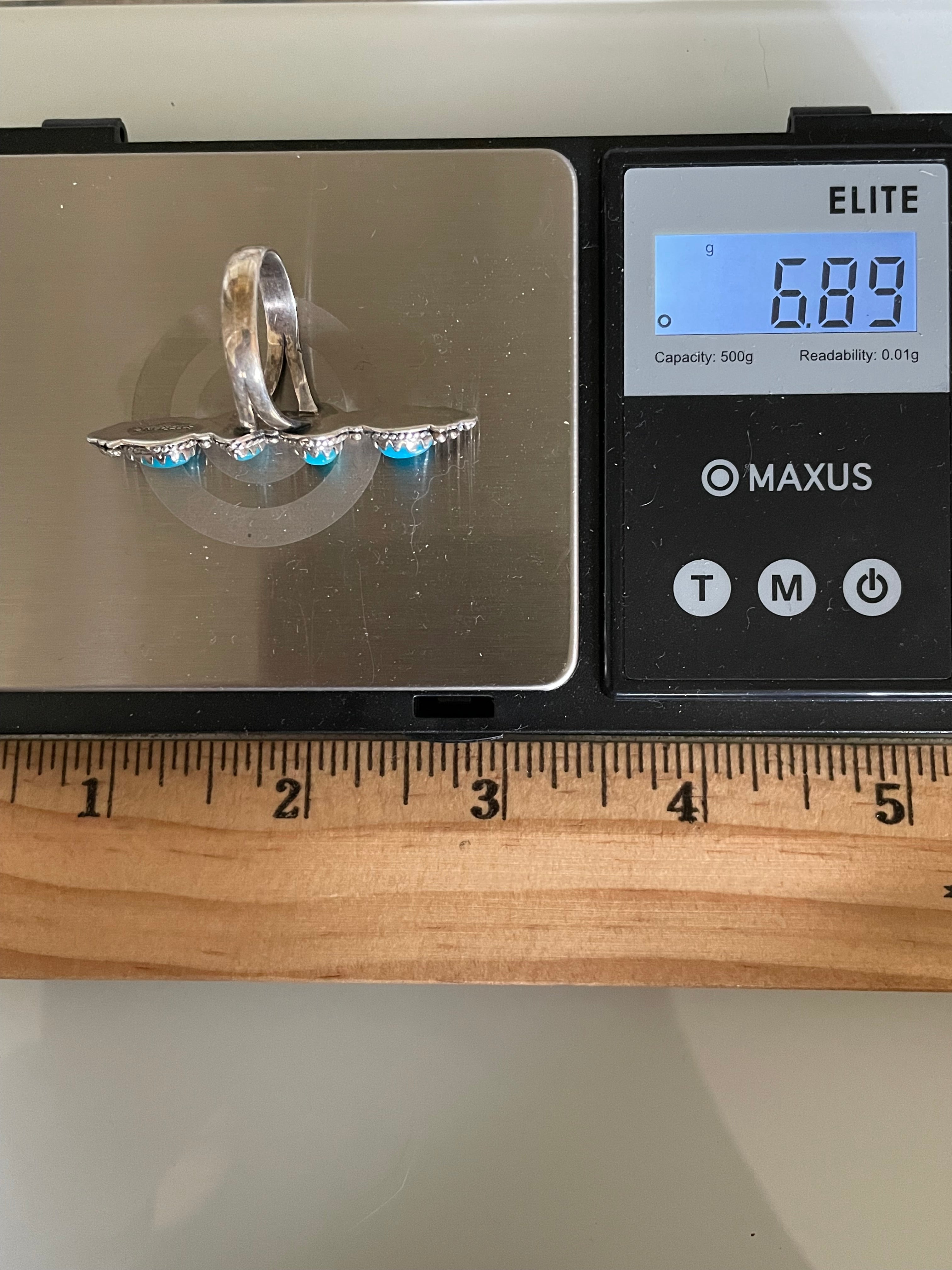 Kingman Turquoise Row Ring Size 7 | 925 Sterling Silver G581