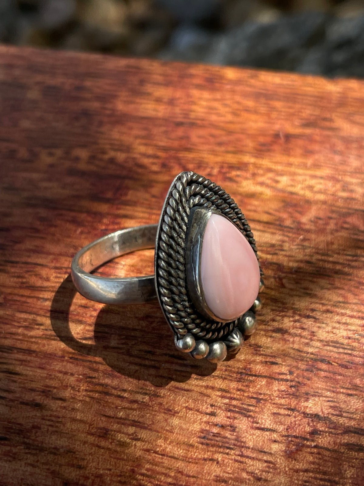 Pink Conch Teardrop Ring Size 8 | 925 Sterling Silver D270