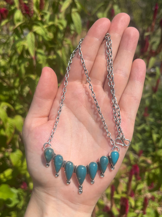 Turquoise Chain Necklace | 925 Sterling Silver Southwest X43
