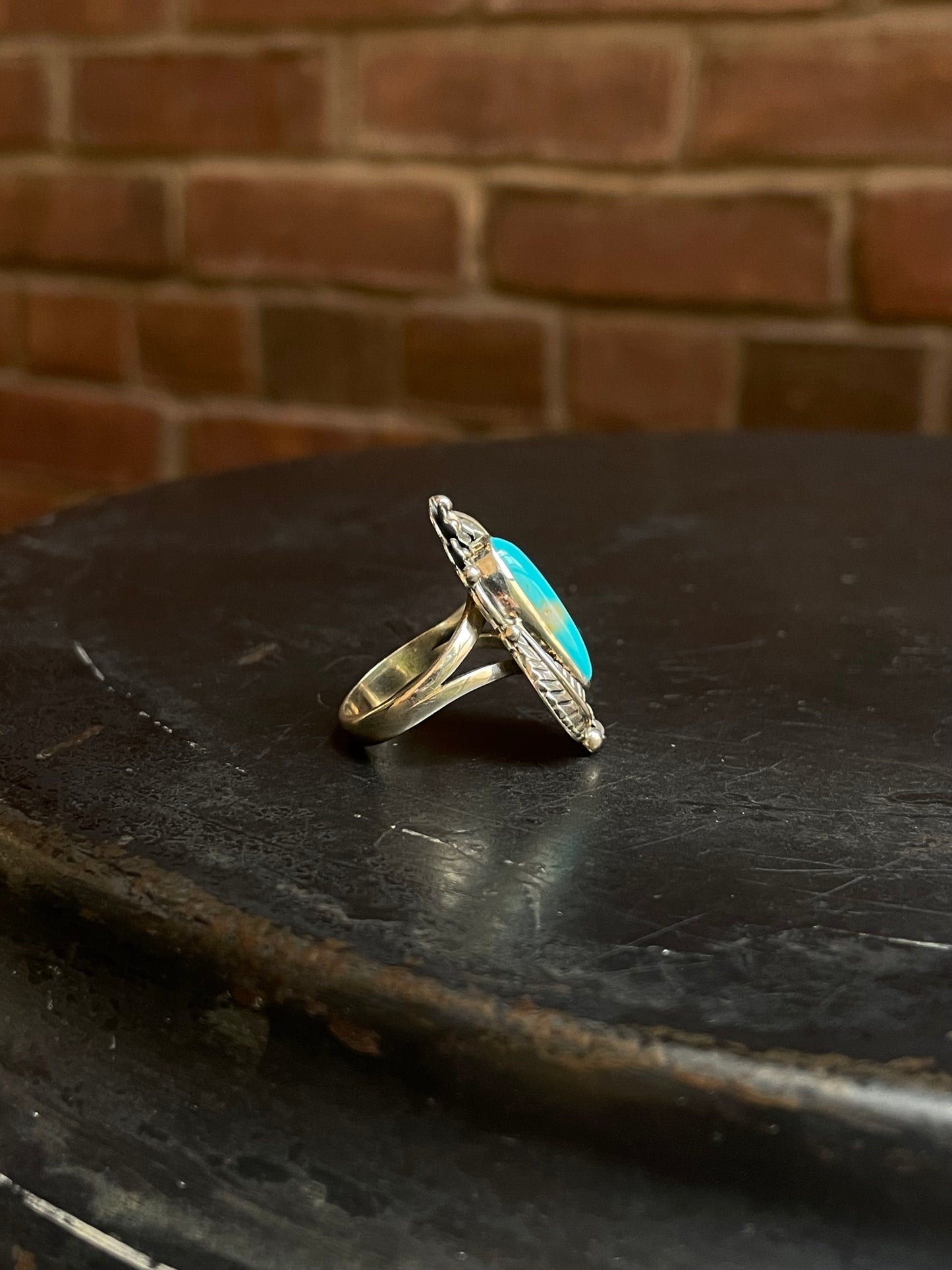 Turquoise Feather Ring Size 7 | Sterling Silver E887