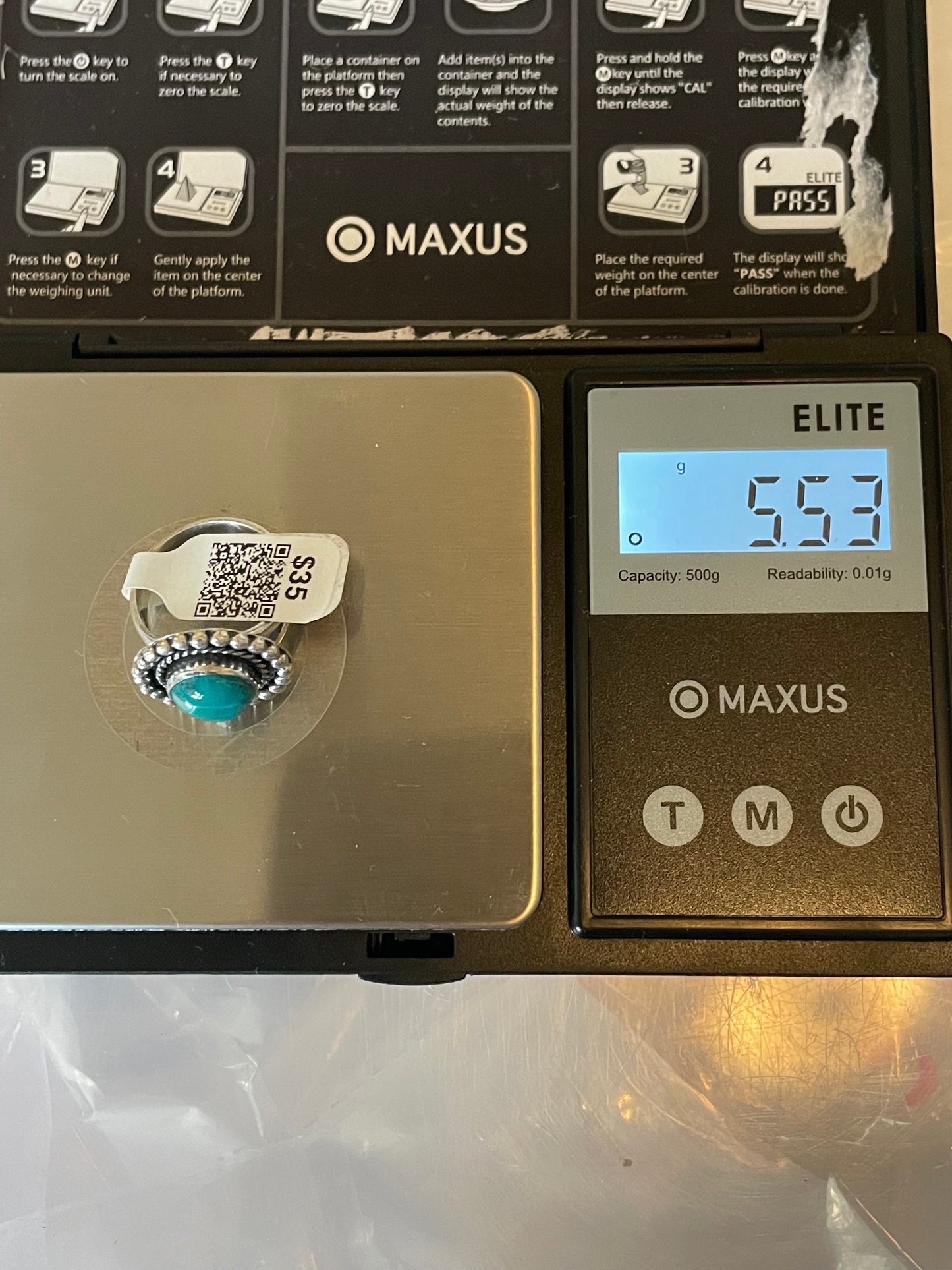 Kingman Turquoise Round Ring | Sterling Silver | Size 6 | A479