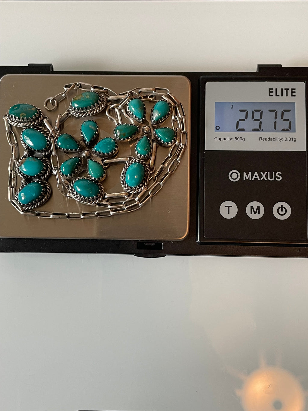 Kingman Turquoise Floral Lariat Necklace | 925 Sterling Silver G609
