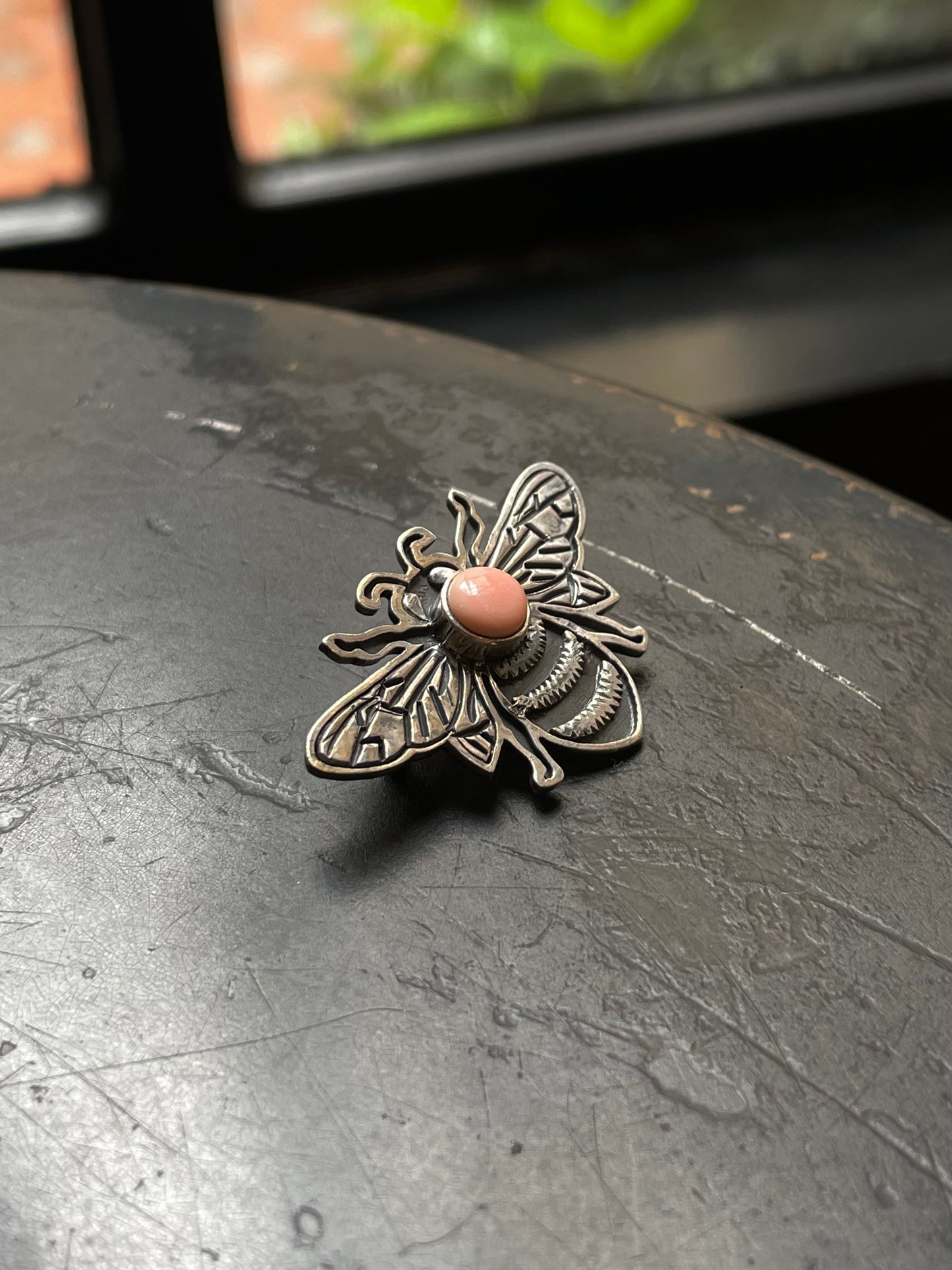 Pink Conch Bee Brooch Pendant | 925 Sterling Silver E962