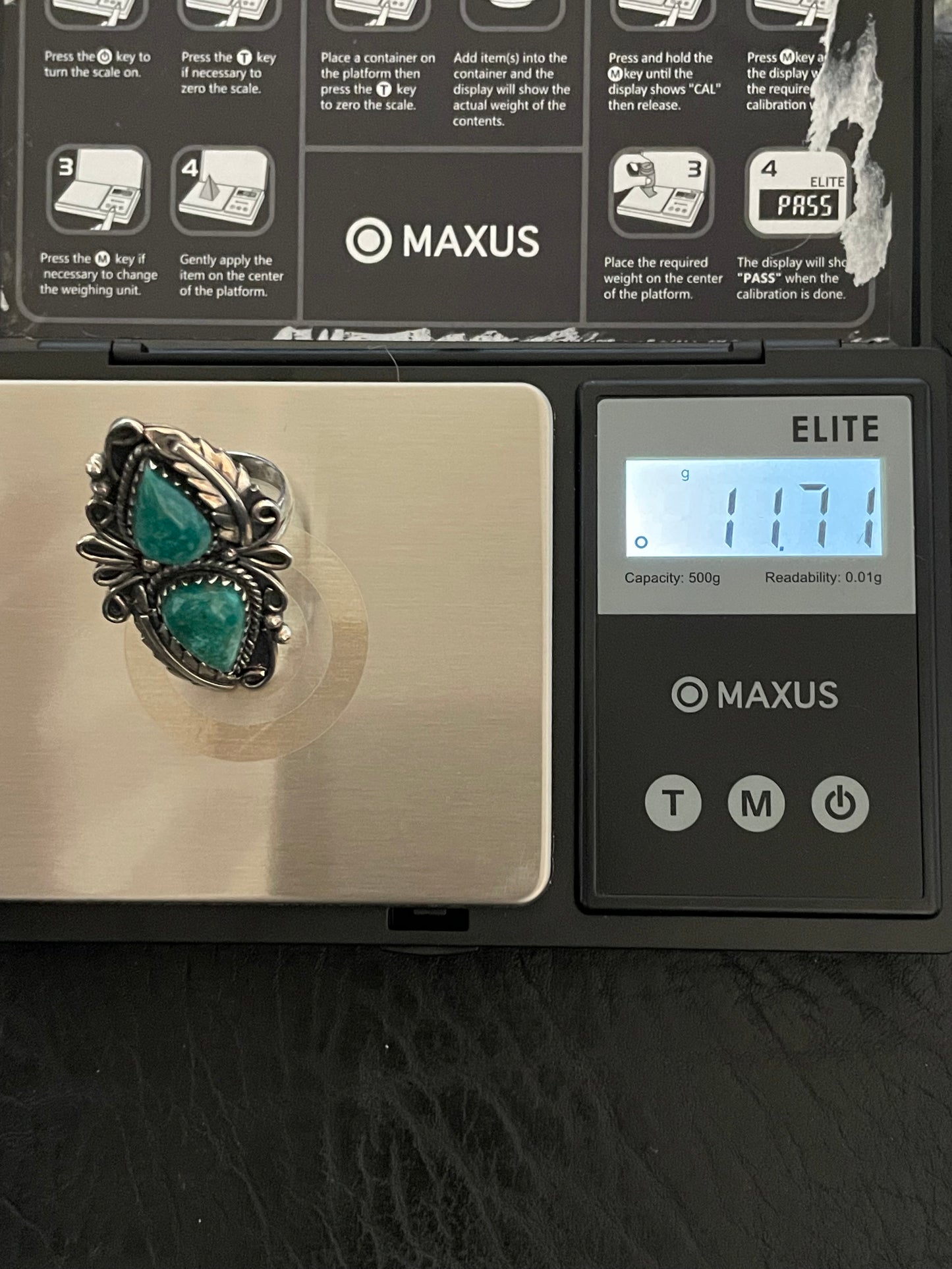 Kingman Turquoise Feather Ring Size 8 | 925 Sterling Silver Southwest E187
