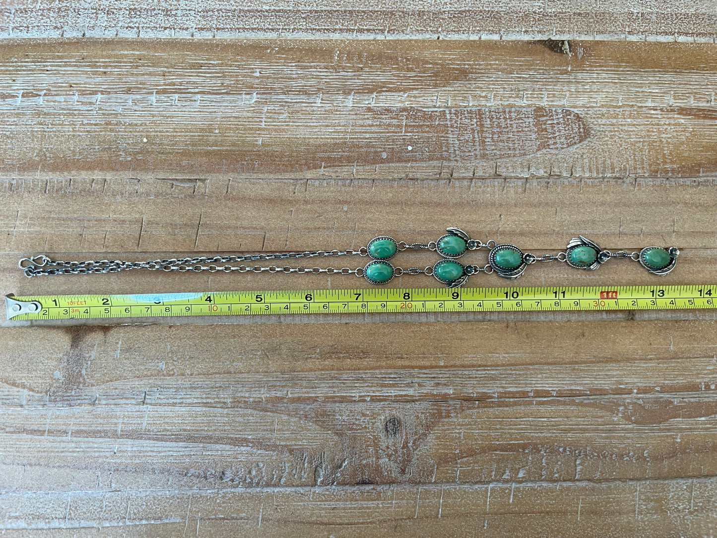 Turquoise Leaf Lariat Necklace | Sterling Silver 925 B426