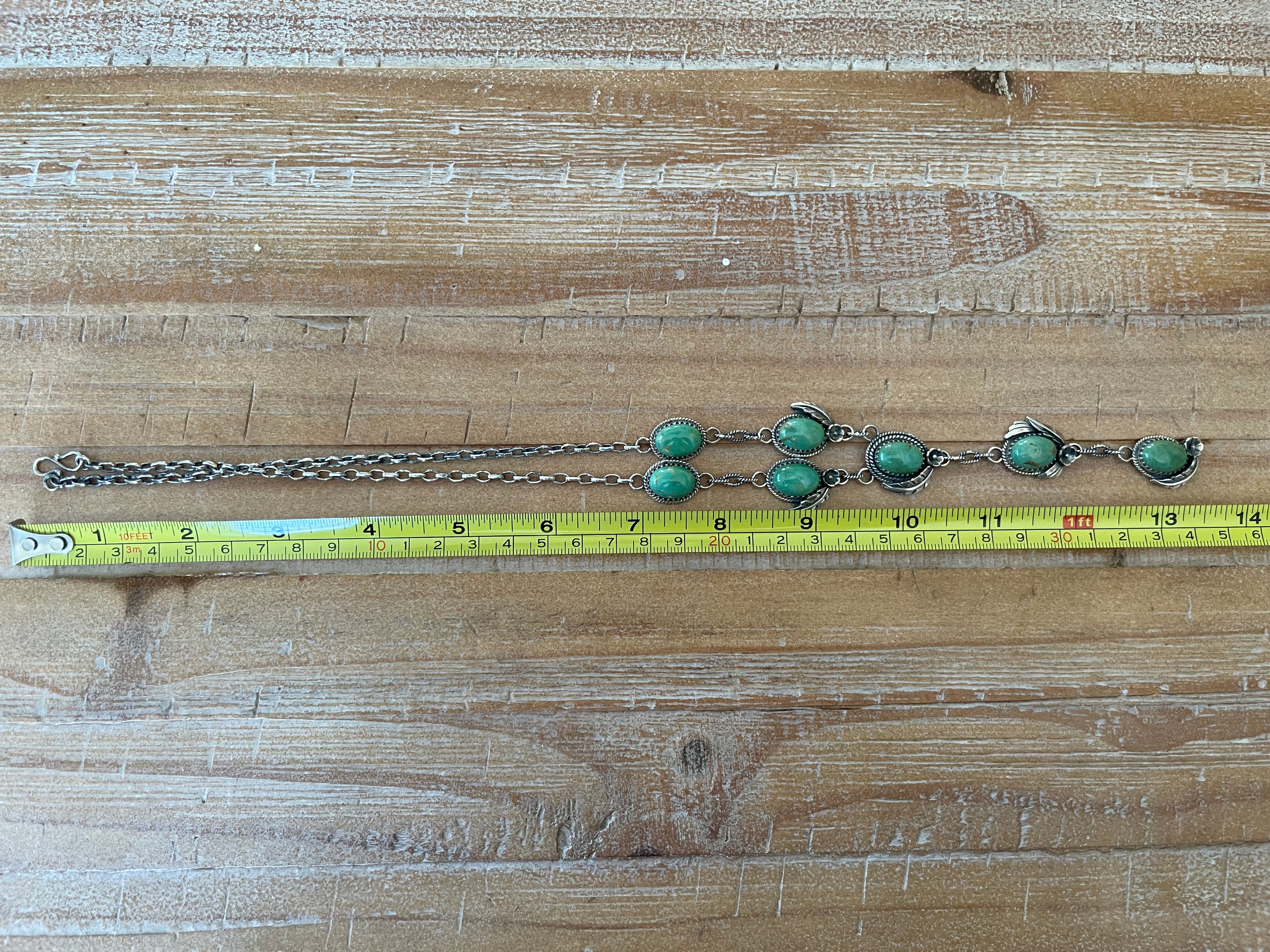 Turquoise Leaf Lariat Necklace | Sterling Silver 925 B426