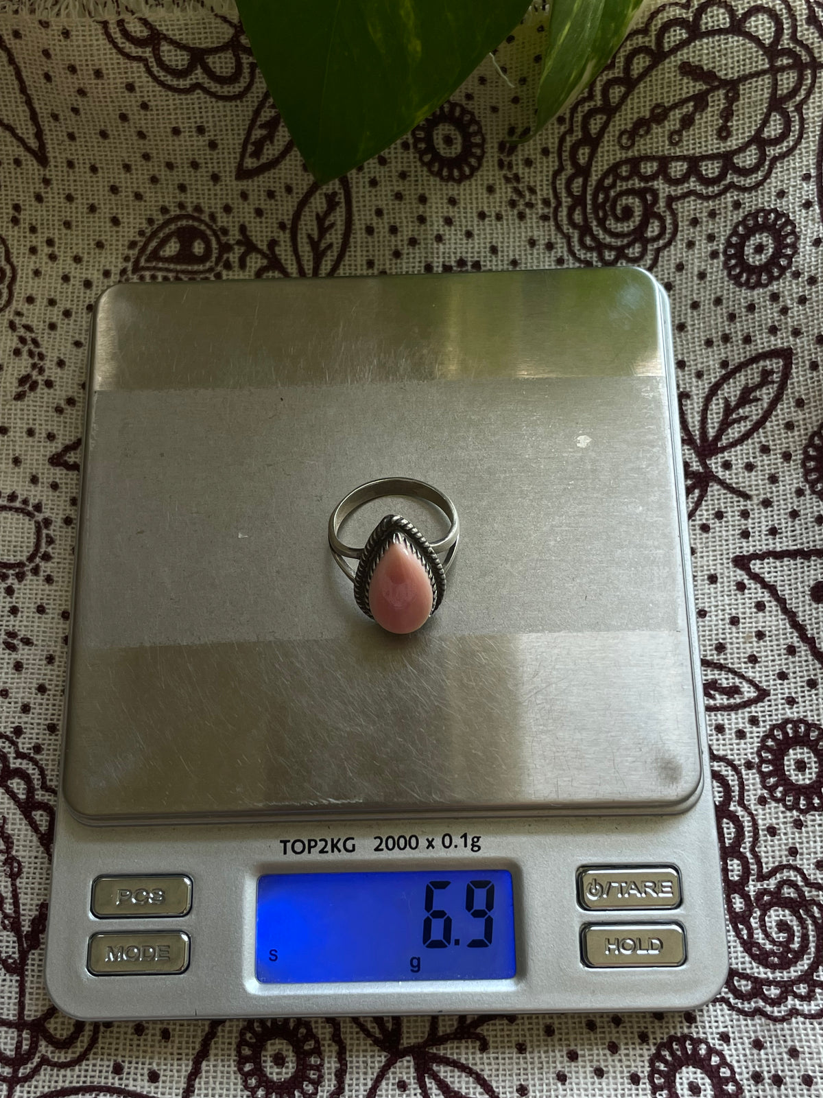 Pink Conch Teardrop Ring | 925 Sterling Silver Size 9 D303