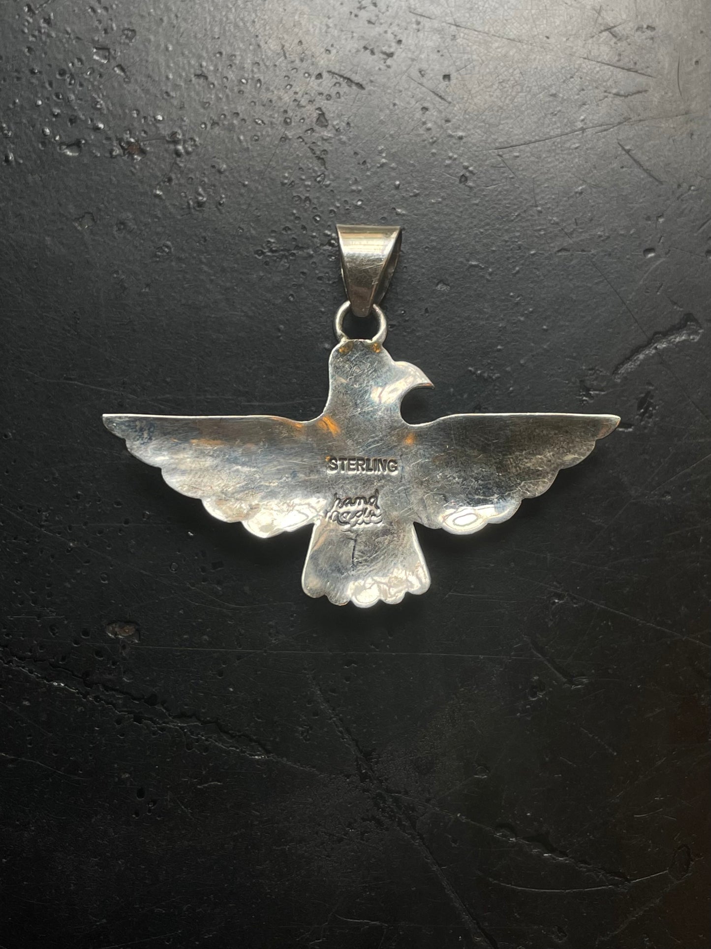 Pink Conch Thunderbird Pendant | Sterling Silver E724