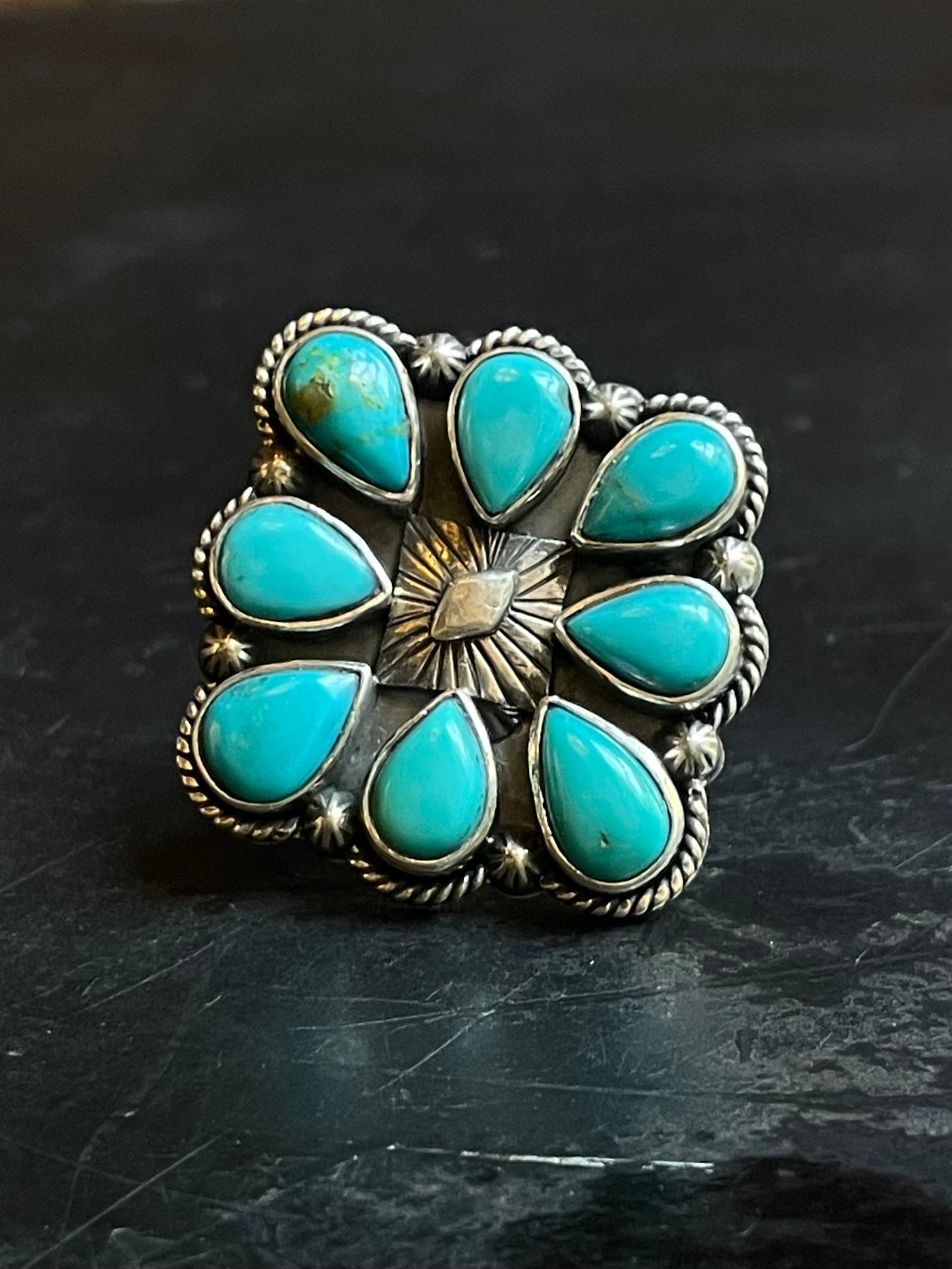 Turquoise Statement Ring Size 7 | Sterling Silver E892