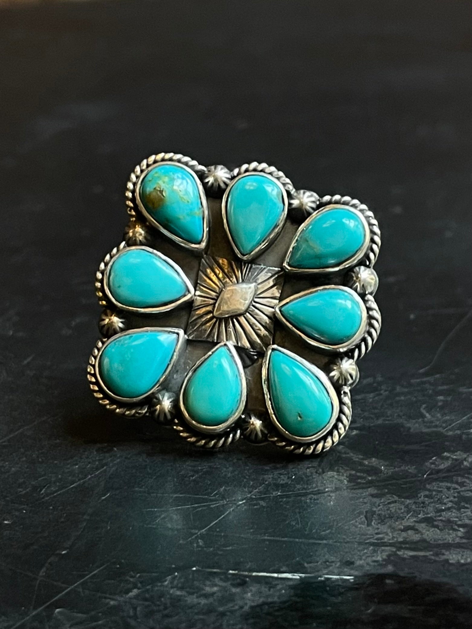 Turquoise Statement Ring Size 7 | Sterling Silver E892