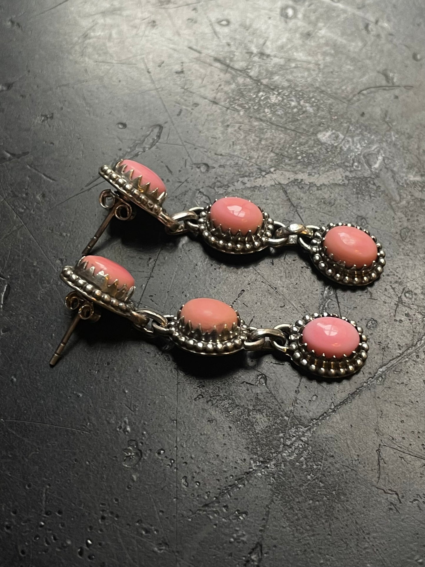 Pink Conch Drop Stud Earrings | 925 Sterling Silver G187