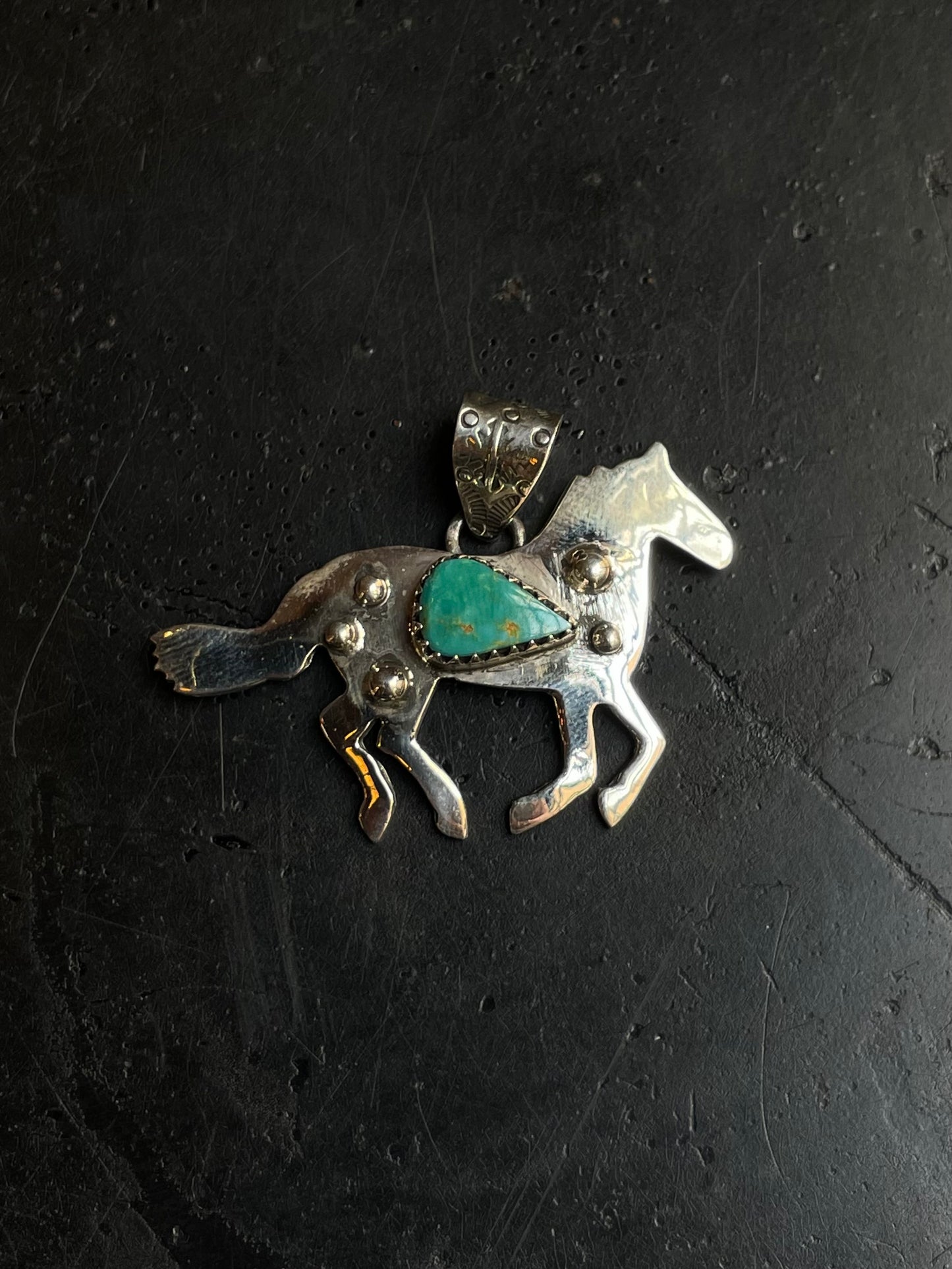 Kingman Turquoise Horse Pendant | 925 Sterling Silver E232