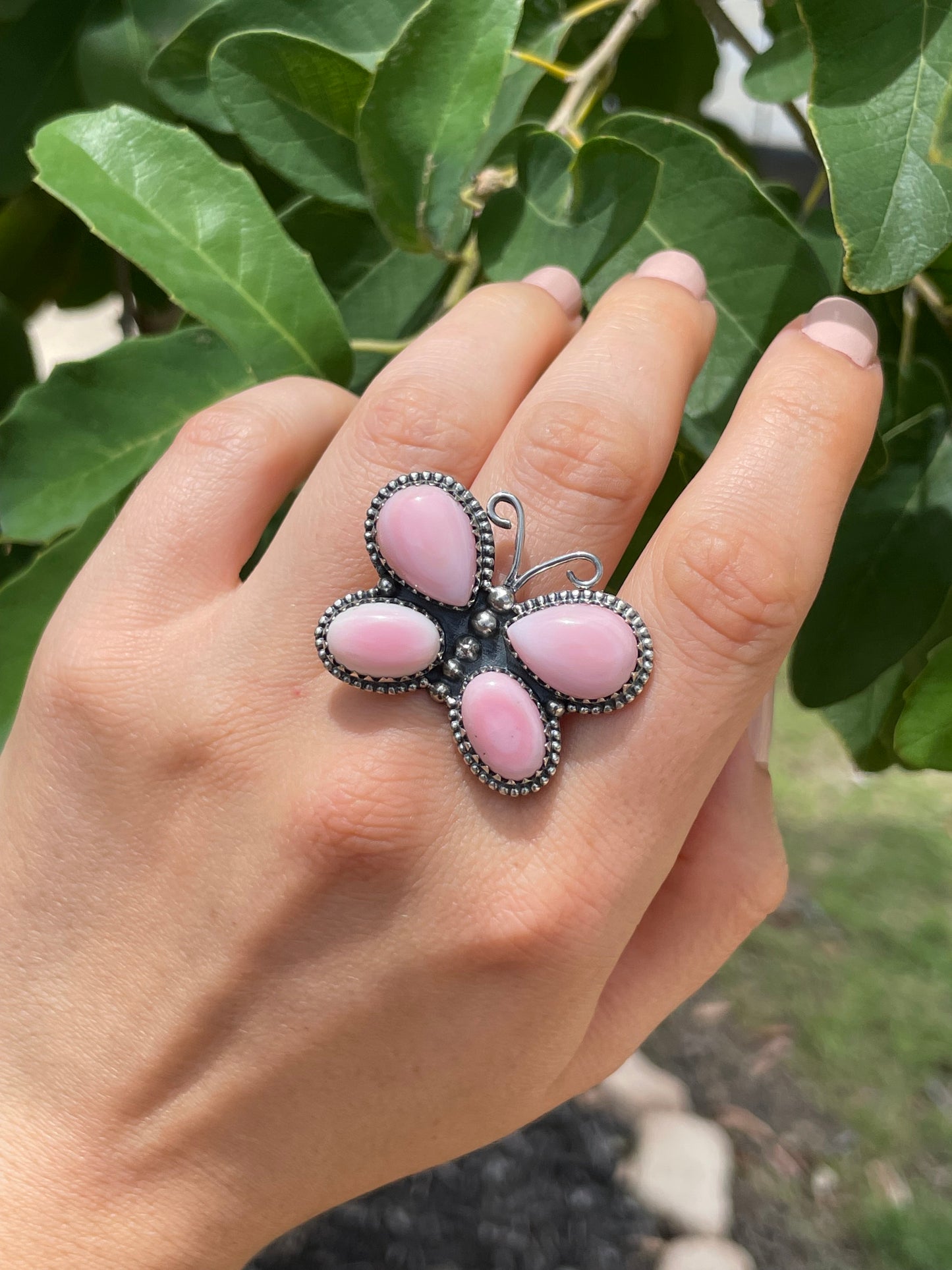 Pink Conch Butterfly Ring Size 9 | 925 Sterling Silver D177