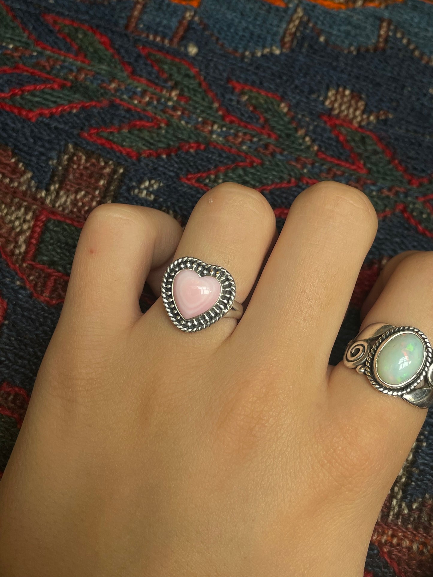 Pink Conch Heart Ring Size 7.75 | 925 Sterling Silver G118