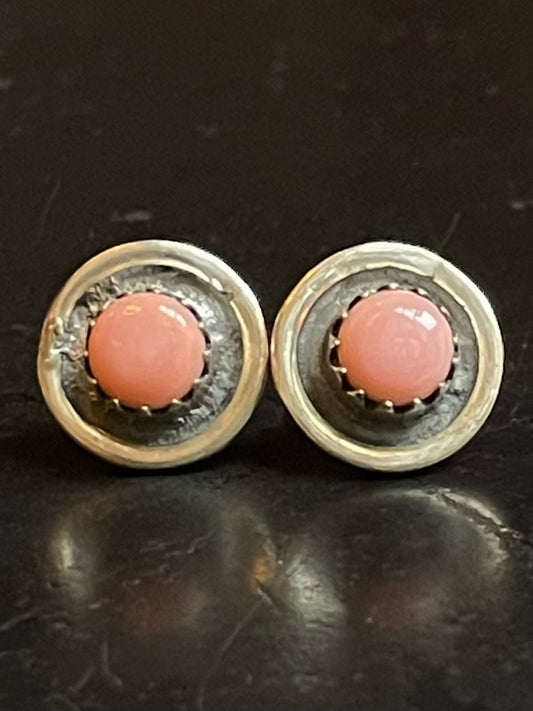 Pink Conch Stud Earrings | 925 Sterling Silver G181