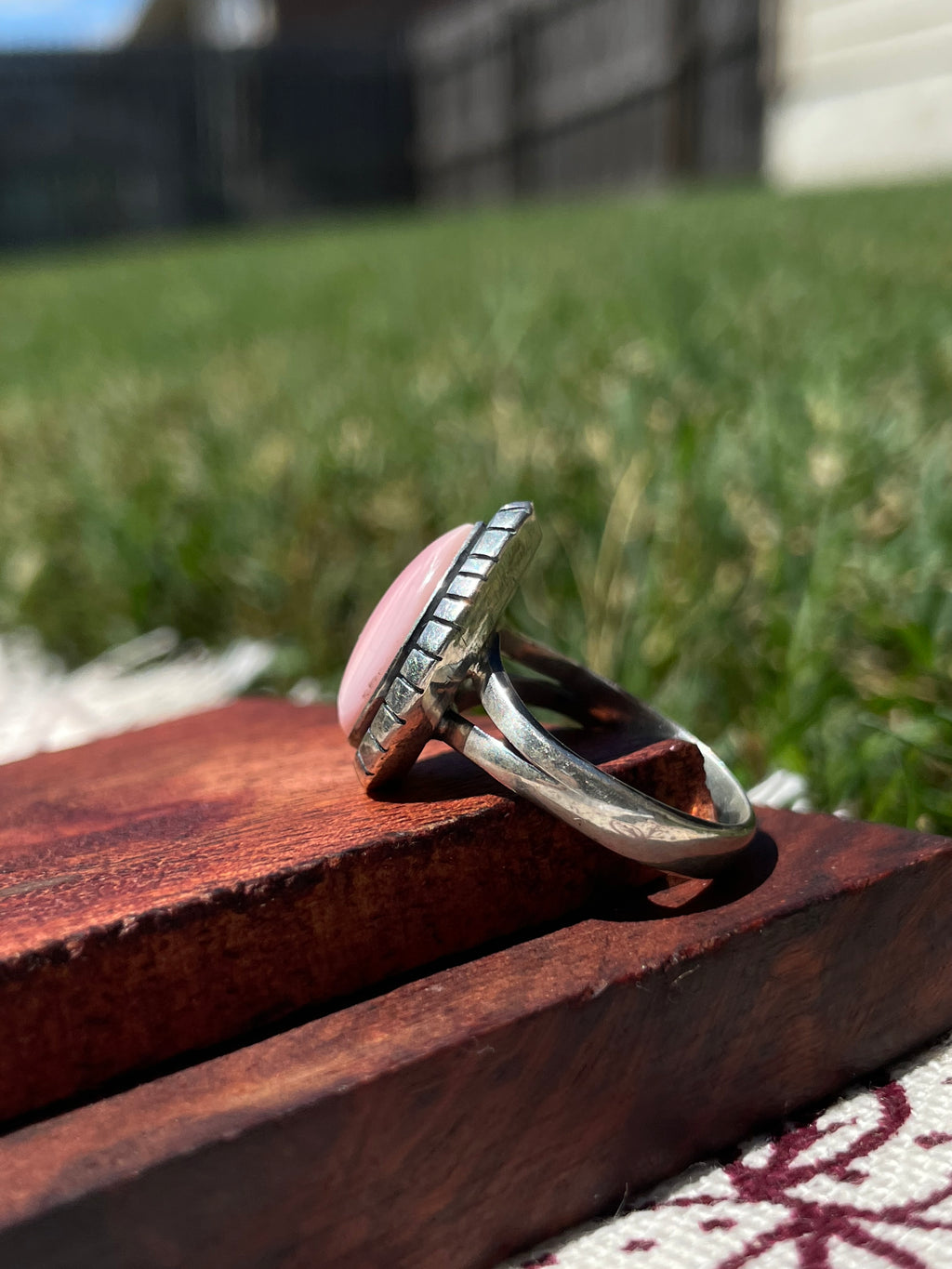 Pink Conch Teardrop Ring | 925 Sterling Silver Size 8 D298
