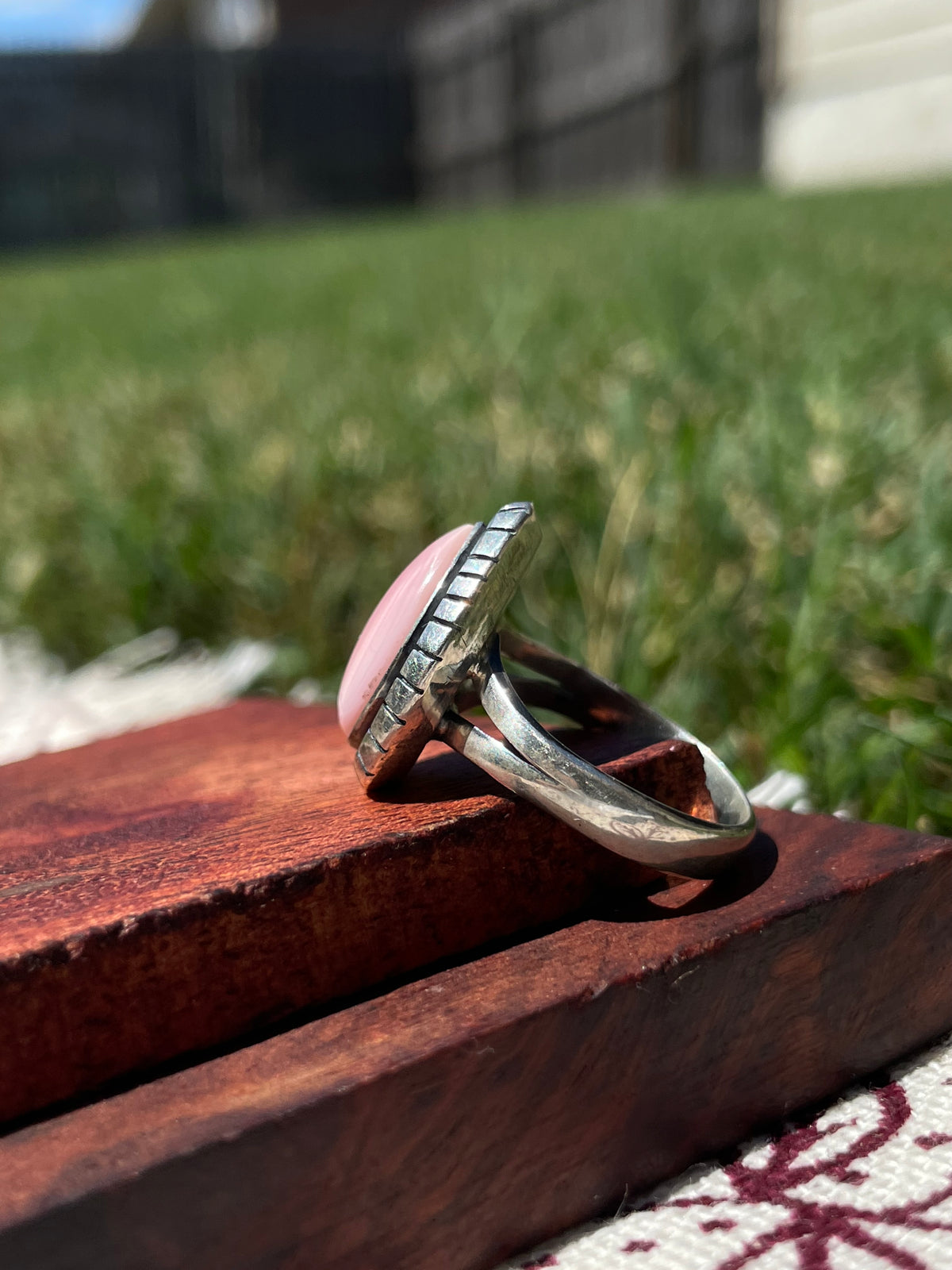 Pink Conch Teardrop Ring | 925 Sterling Silver Size 8 D298