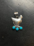 Turquoise Chicken Pendant | Sterling Silver E713