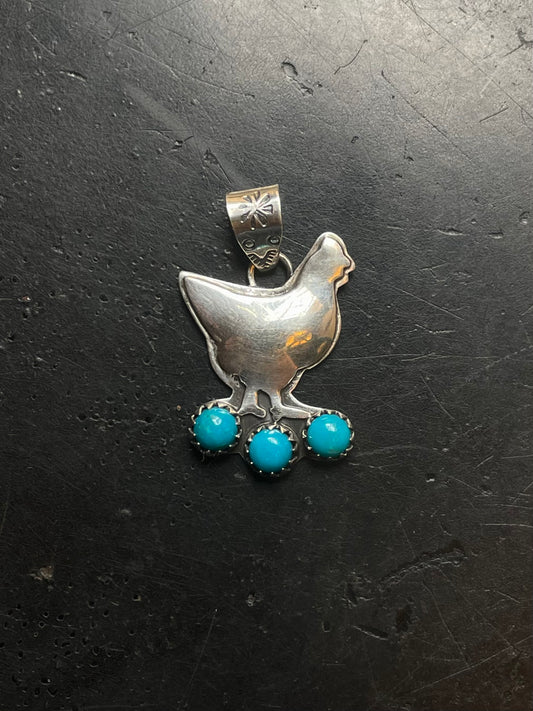 Turquoise Chicken Pendant | Sterling Silver E713