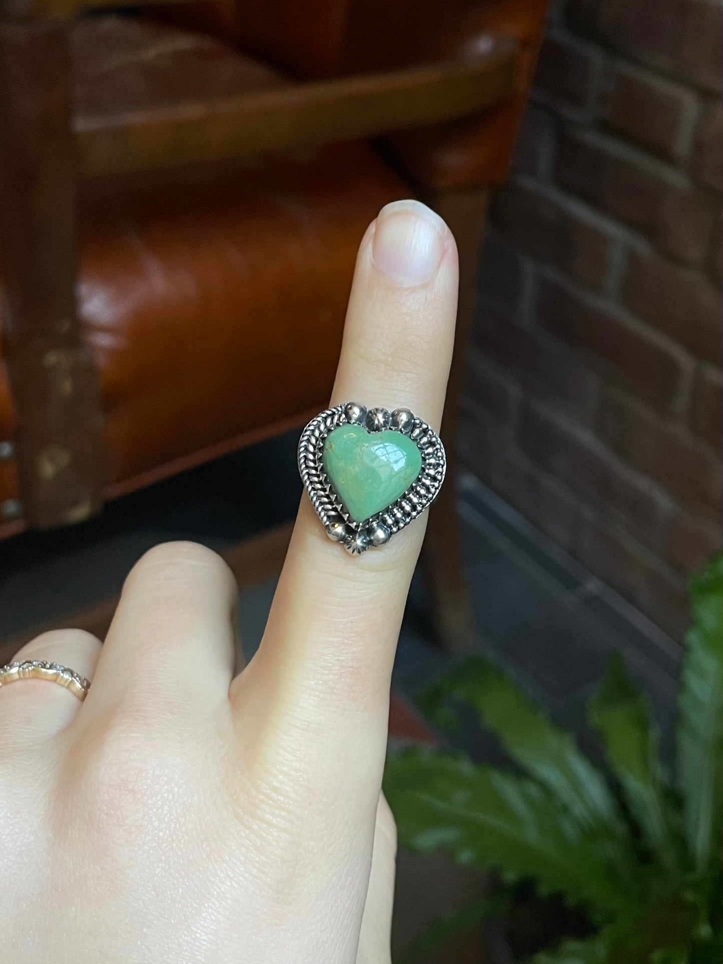 Turquoise Heart Ring | 925 Sterling Silver Size 8 E464