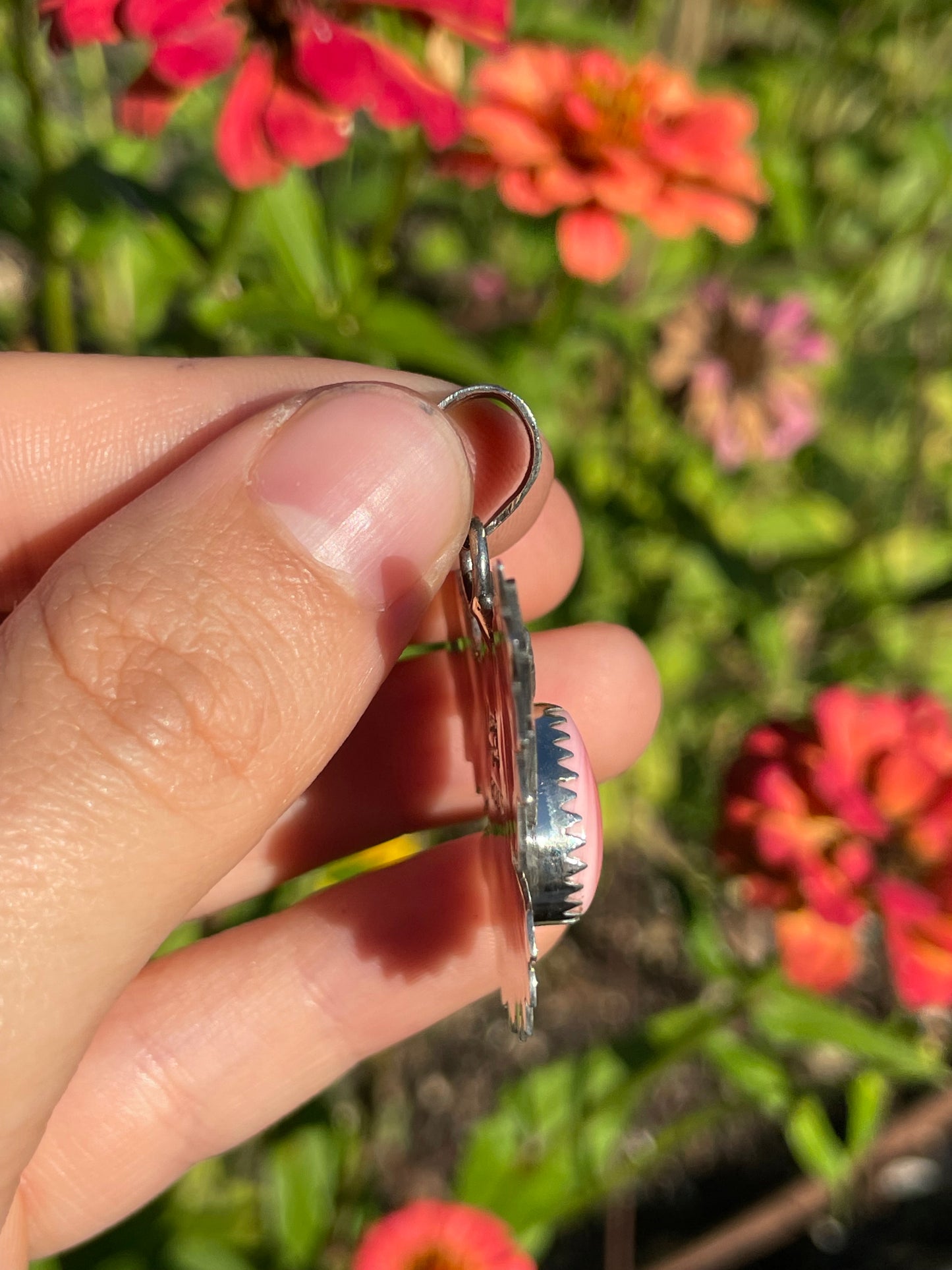 Pink Conch Thunderbird Pendant | Handcrafted Sterling Silver 925 B483