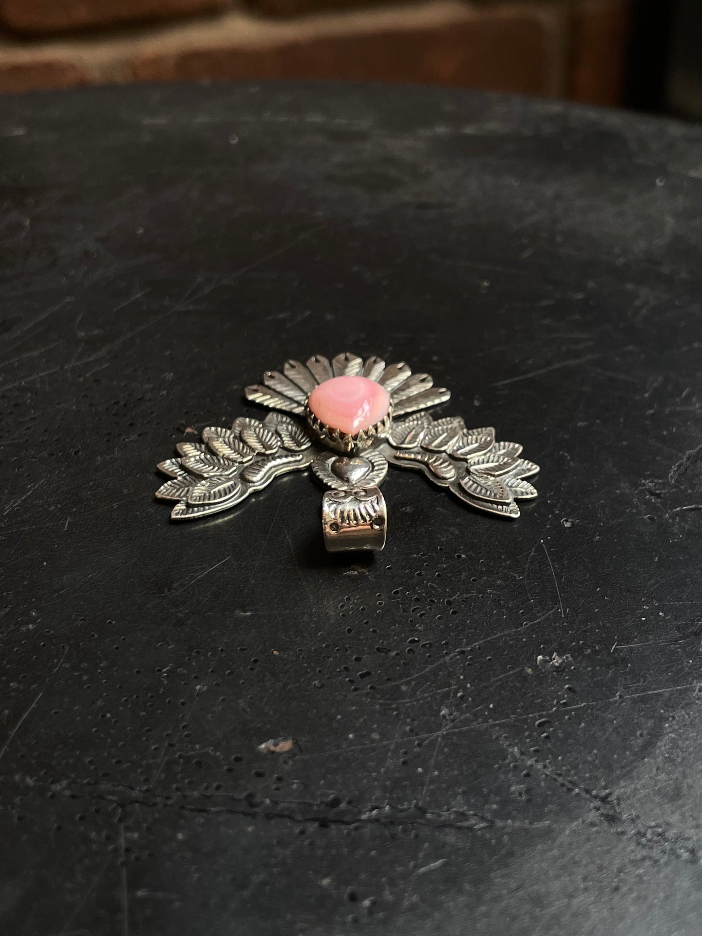 Pink Conch Thunderbird Pendant | 925 Sterling Silver E240