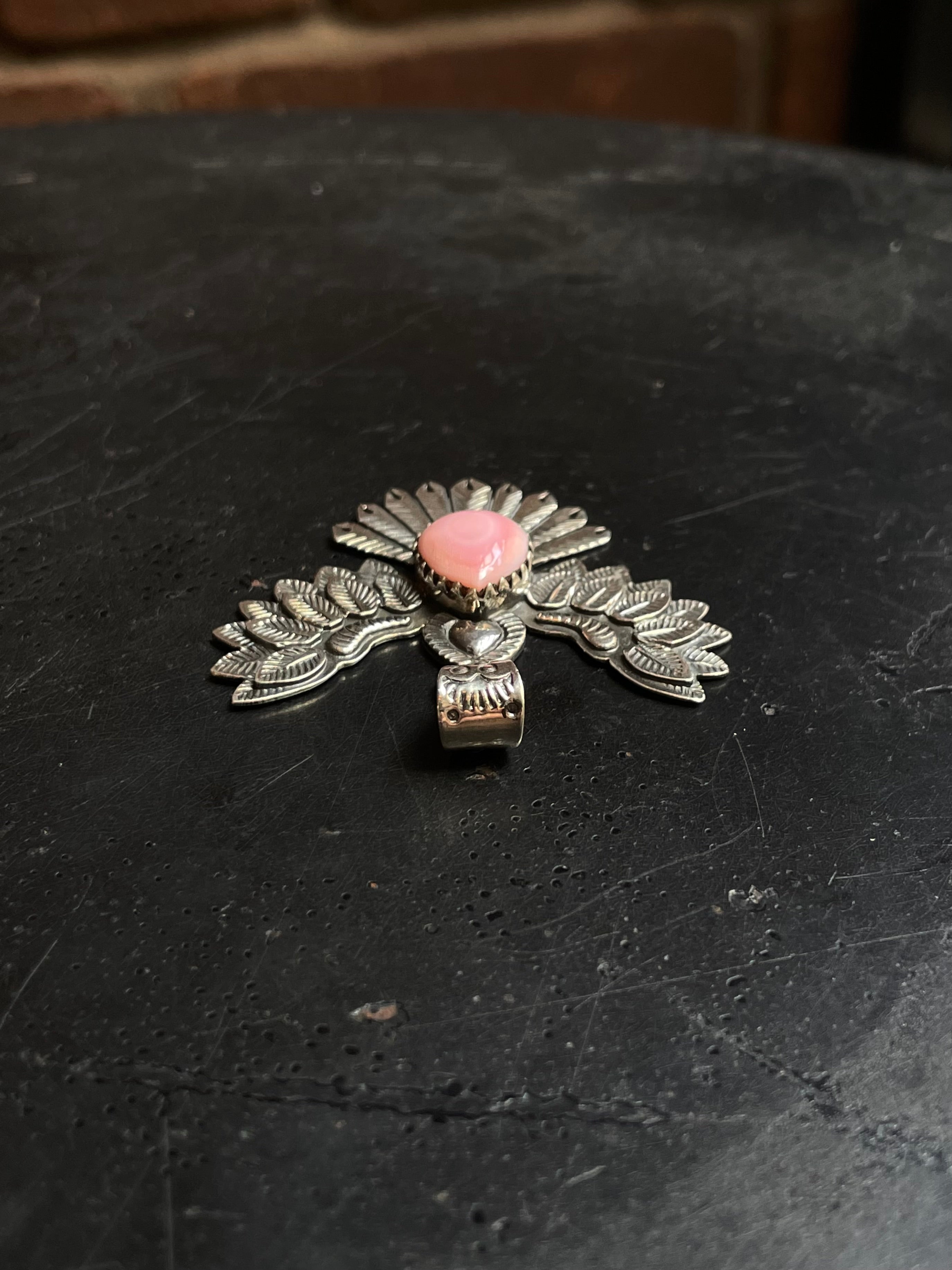 Pink Conch Thunderbird Pendant | 925 Sterling Silver E240