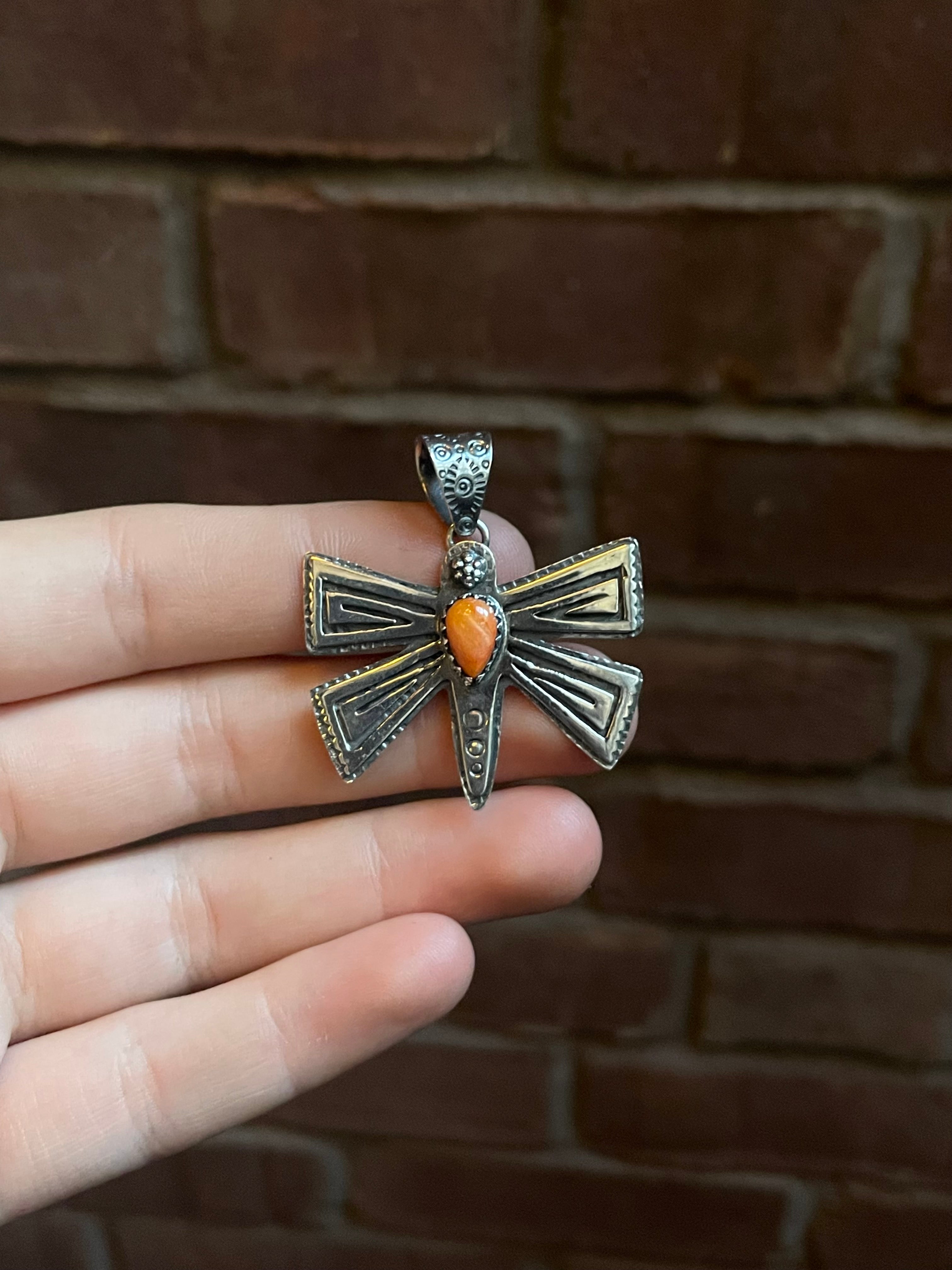 Spiny Oyster Dragonfly Pendant | Sterling Silver 925 C786