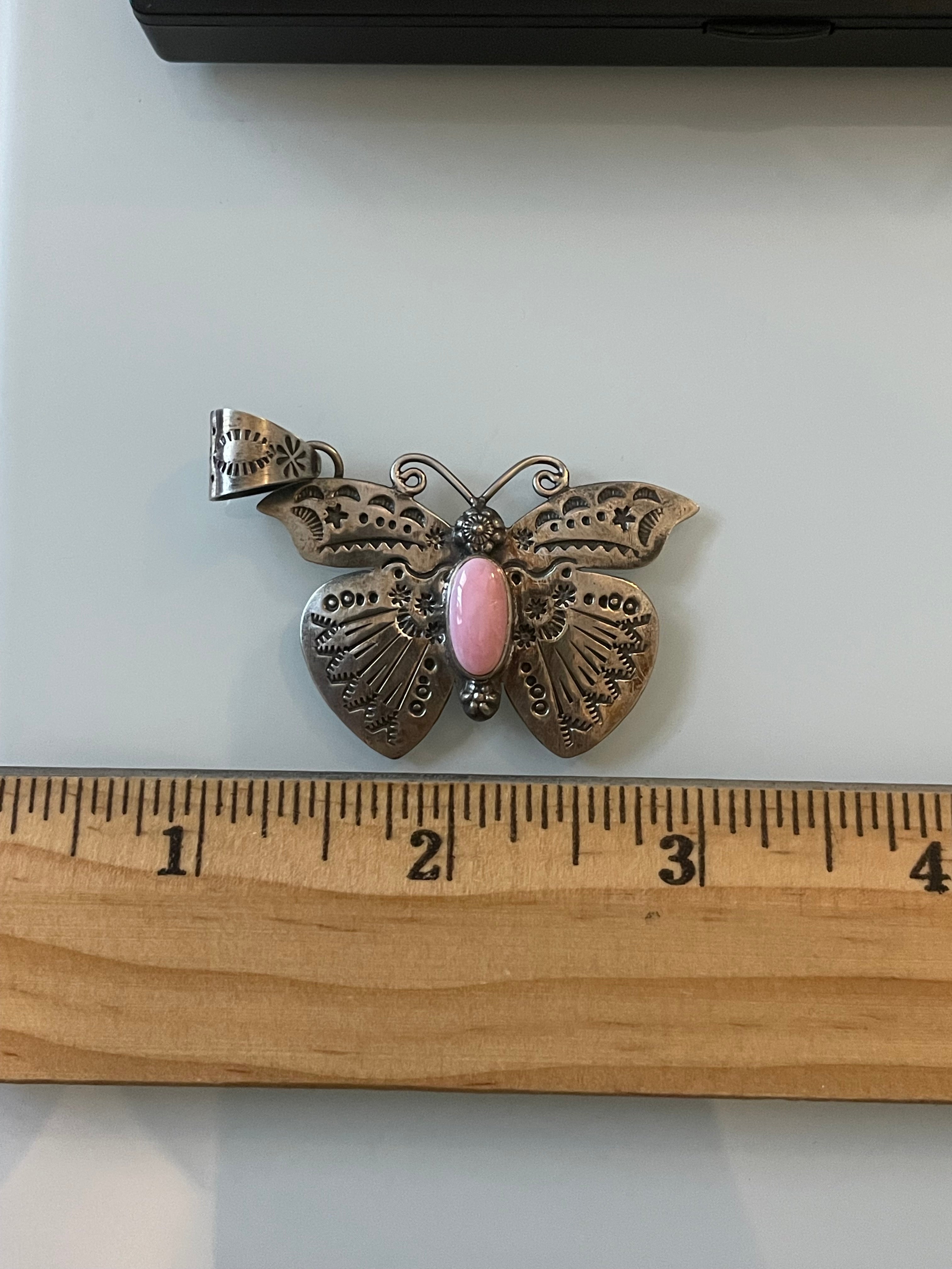 Pink Conch Butterfly Pendant | 925 Sterling Silver E506