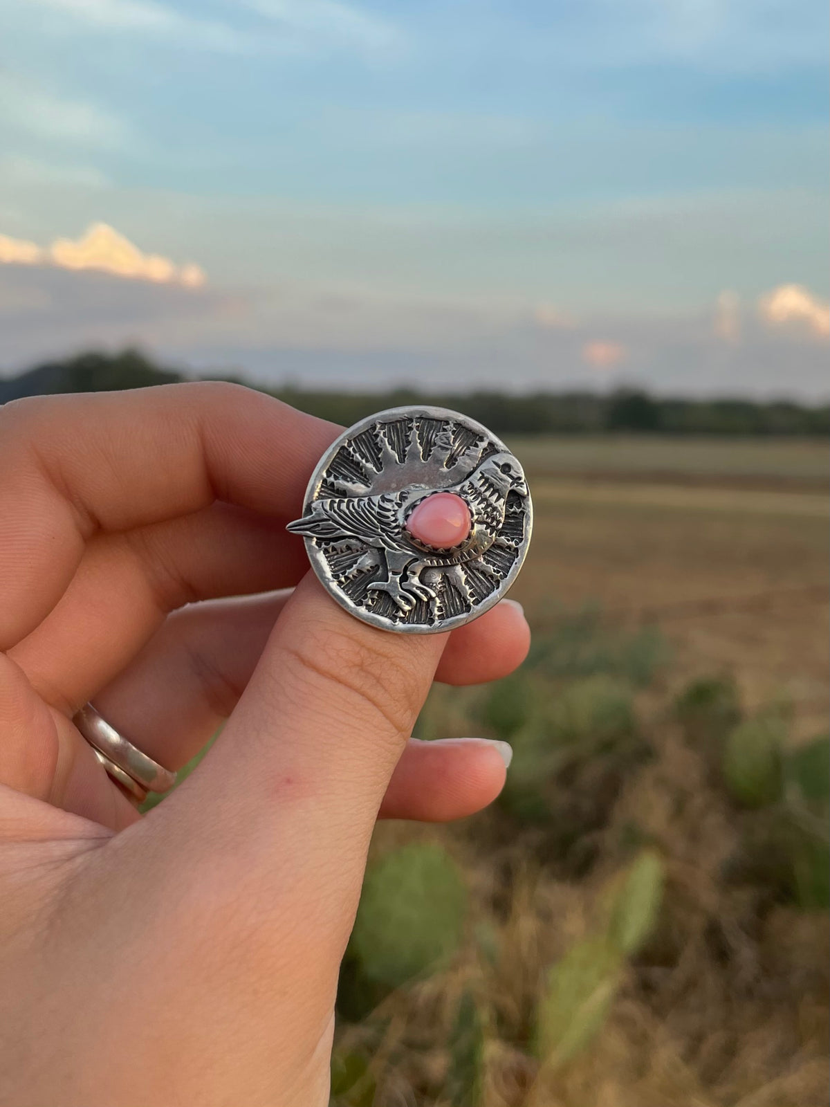 Pink Conch Bird Ring Size 6.25 | 925 Sterling Silver G765