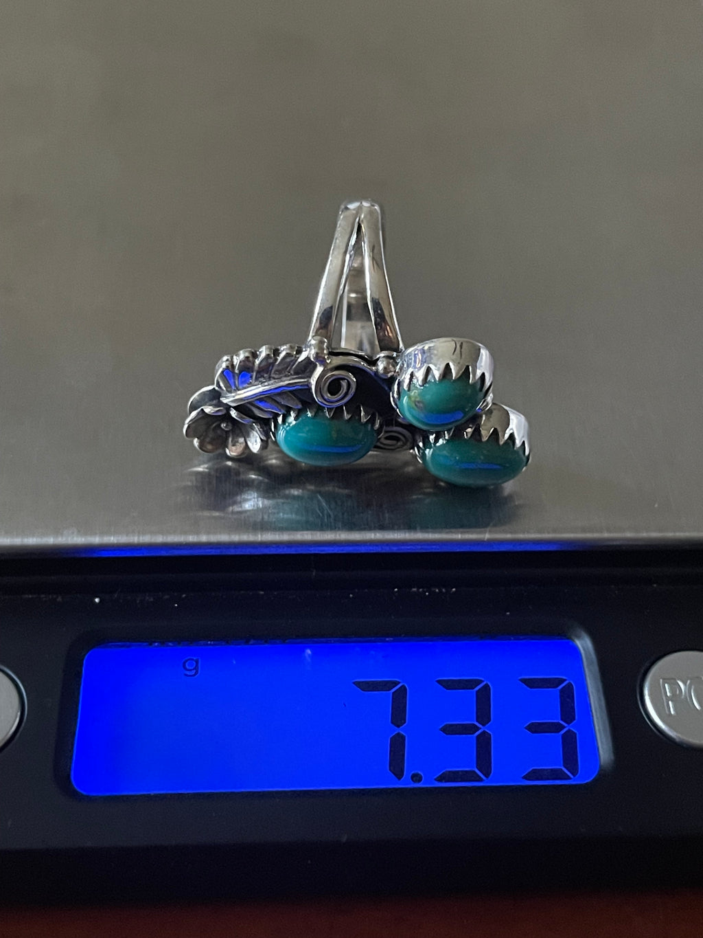 Turquoise Triple Stone Floral Ring Size 6 | Sterling Silver 925 B380