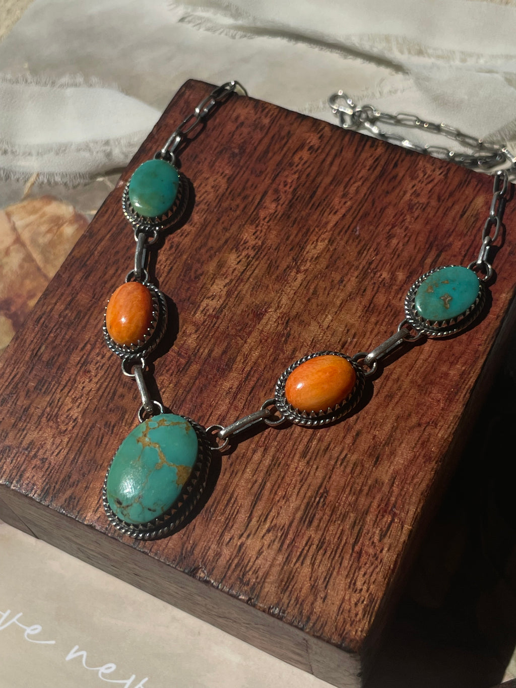 Turquoise & Spiny Oyster Necklace | 925 Sterling Silver D233