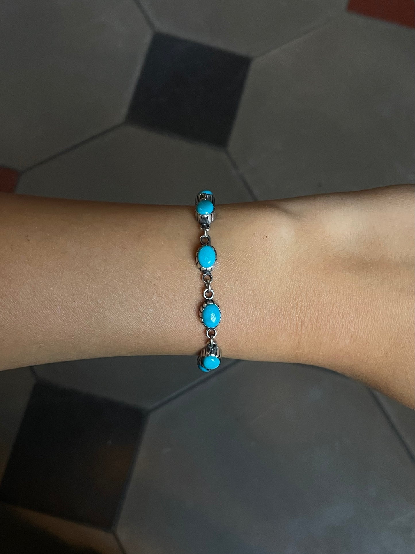 Kingman Turquoise Link Bracelet | Sterling Silver E837