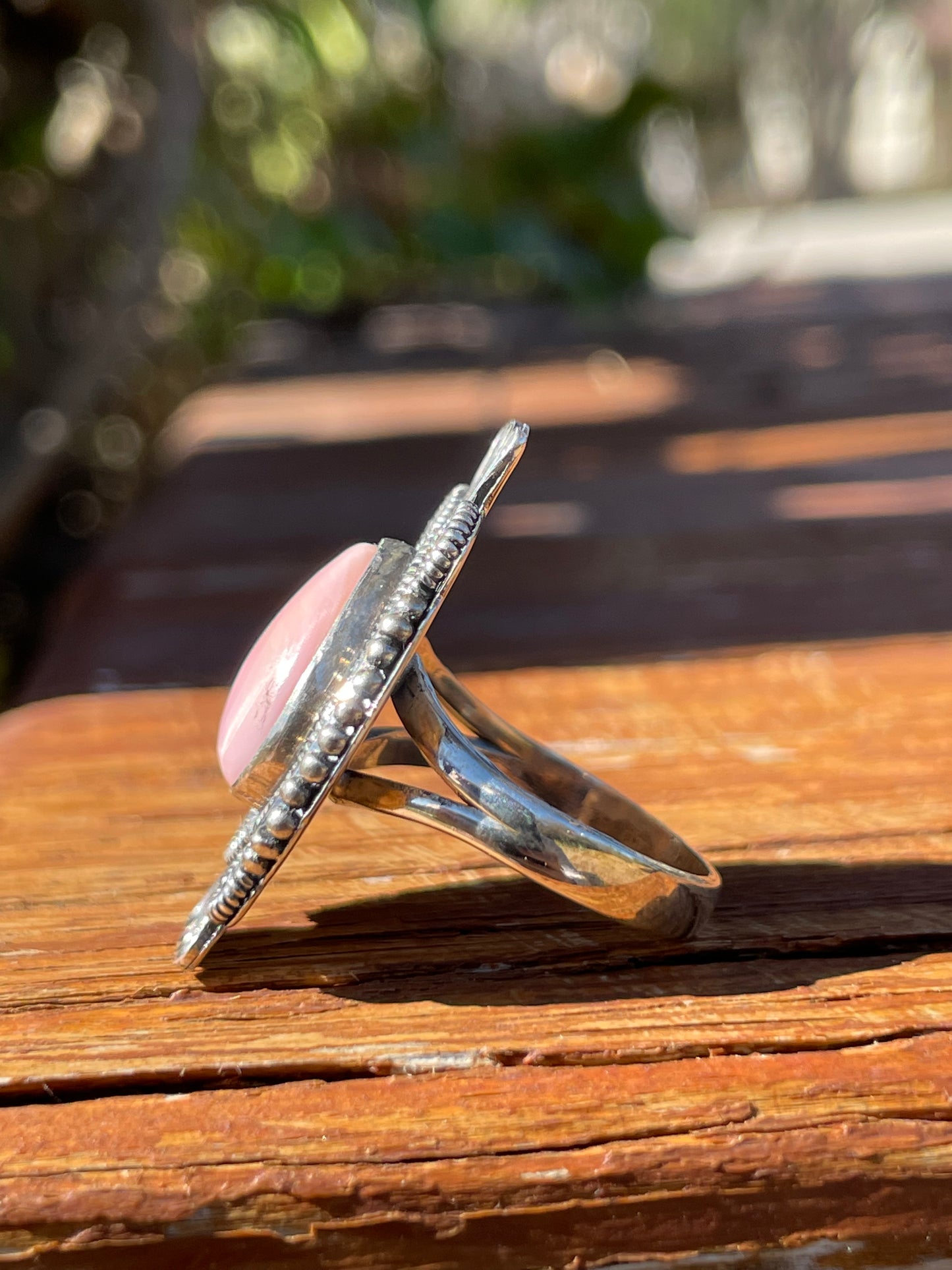 Pink Conch Tear Drop Ring Size 8.5 | 925 Sterling Silver B924