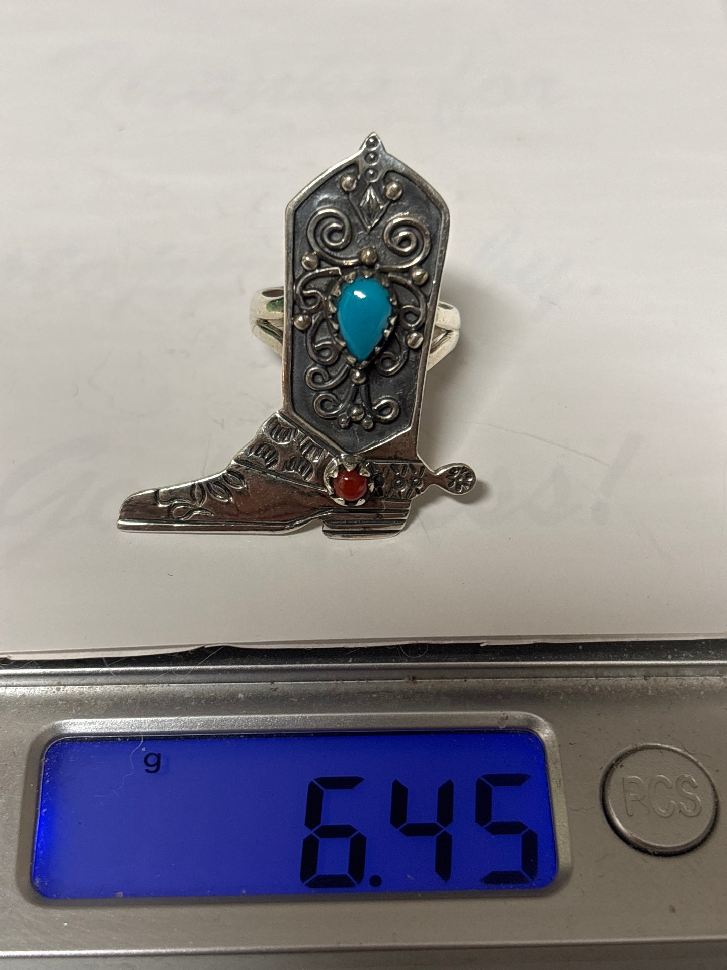 Turquoise Boot Ring Size 6 | 925 Sterling Silver C861