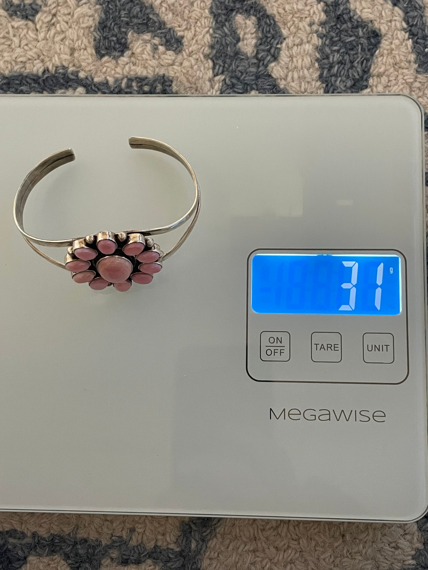Pink Conch Cluster Cuff Bracelet | 925 Sterling Silver C898