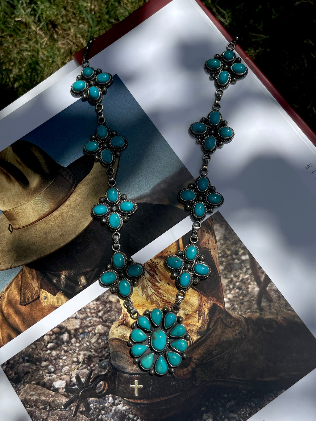 Turquoise Floral Necklace | 925 Sterling Silver D254