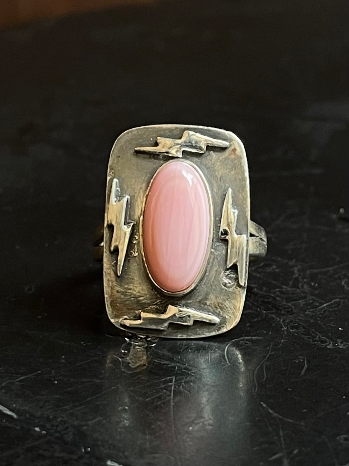 Pink Conch Lightning Ring Size 8 | Sterling Silver E905