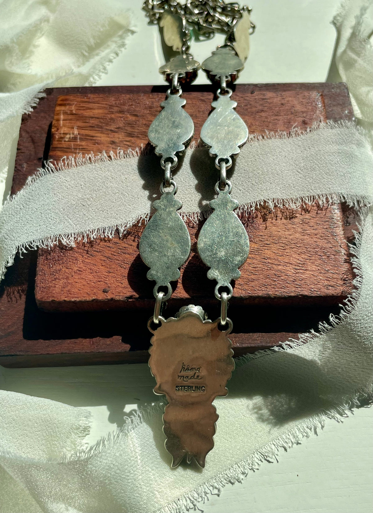 Kingman Turquoise Feather Lariat Necklace | 925 Sterling Silver G610