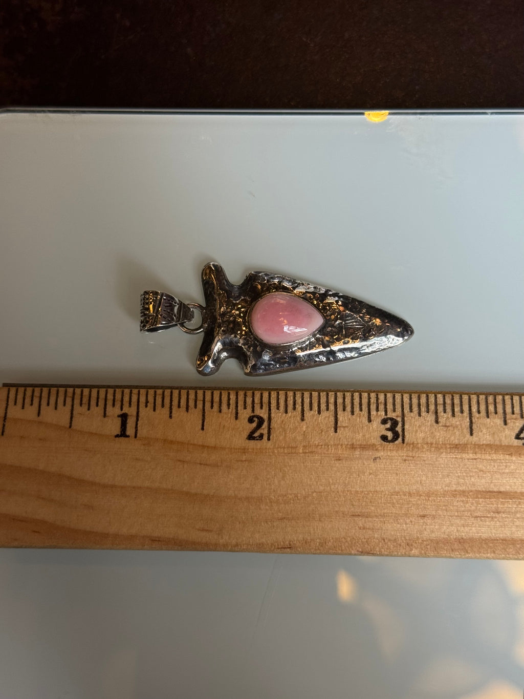Pink Conch Pendant | Sterling Silver 925 Arrowhead Design | C370