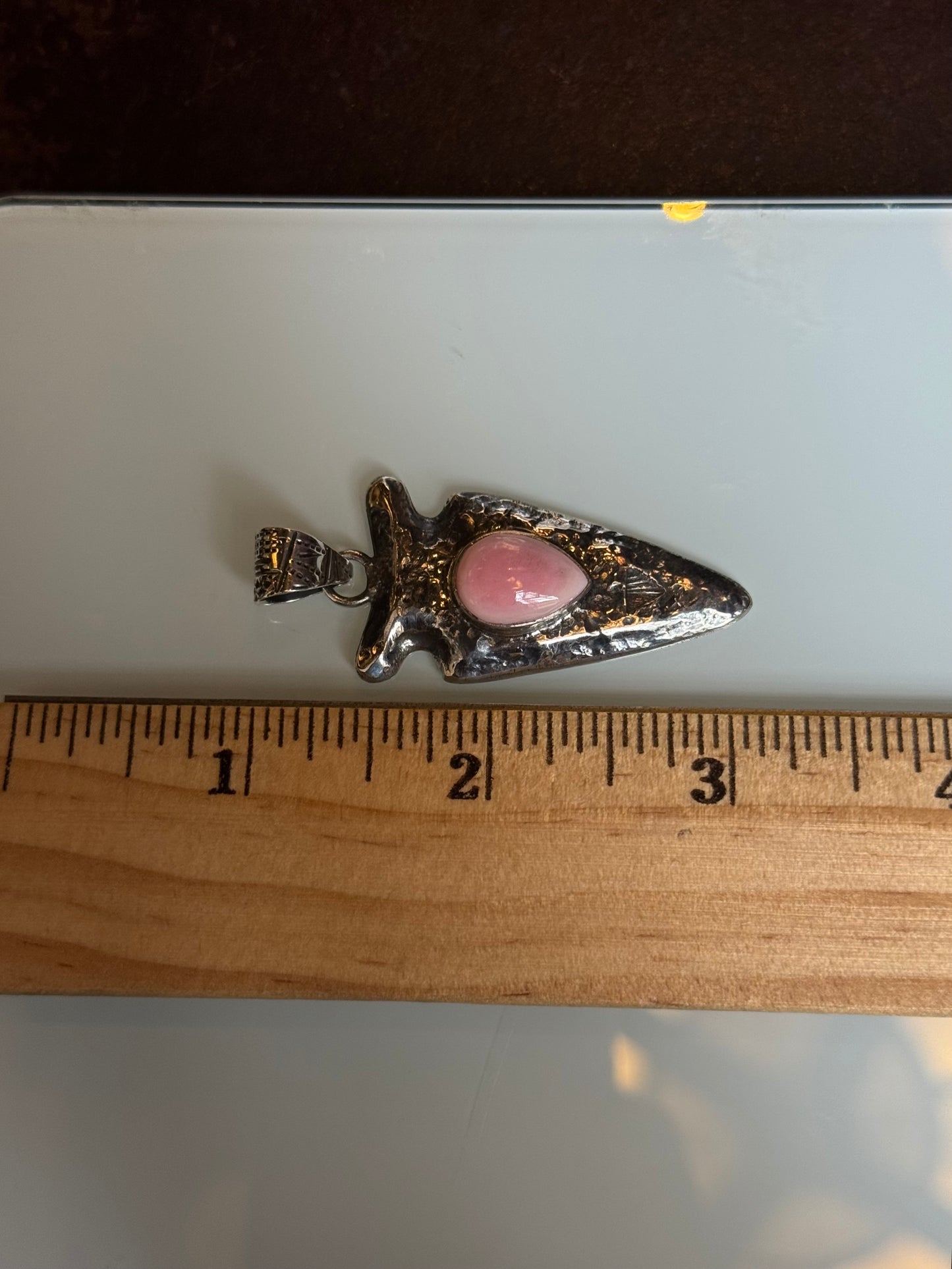 Pink Conch Pendant | Sterling Silver 925 Arrowhead Design | C370